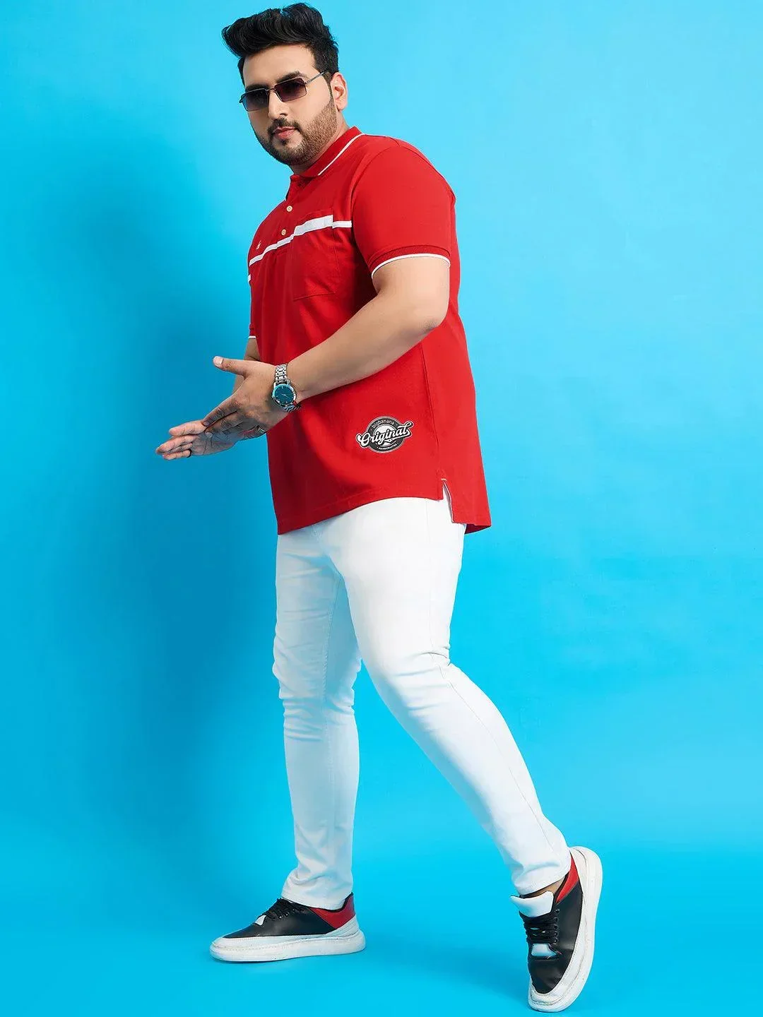 Men Plus Size Henry Solid Polo Tshirt - Image 3