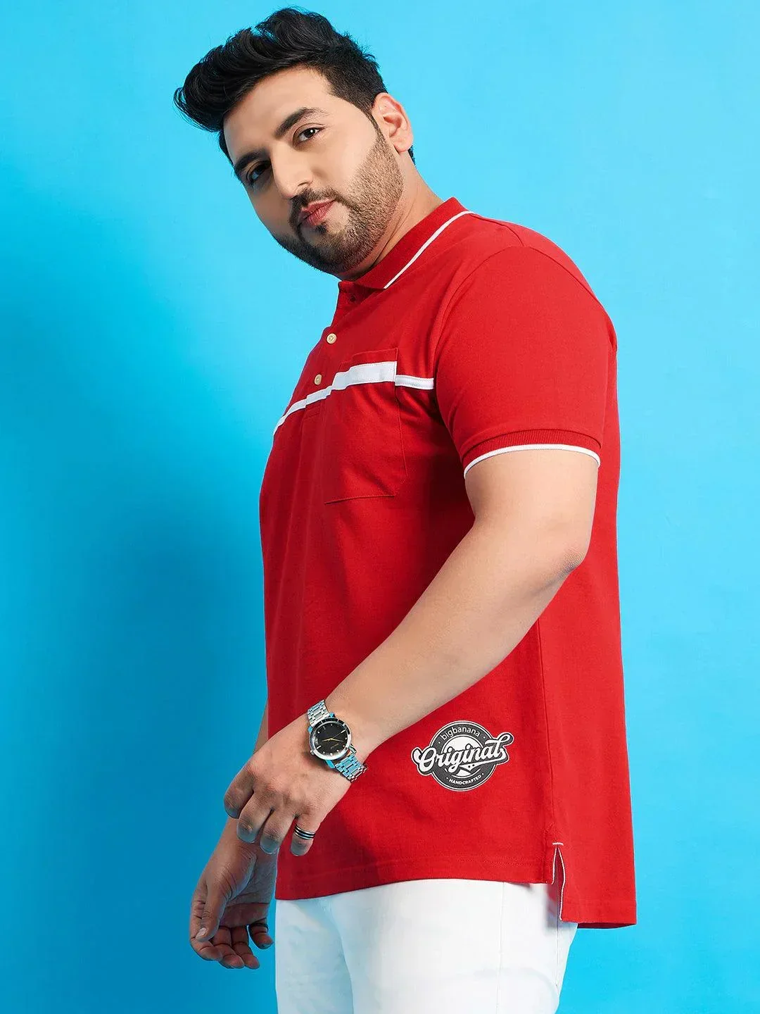 Men Plus Size Henry Solid Polo Tshirt - Image 4