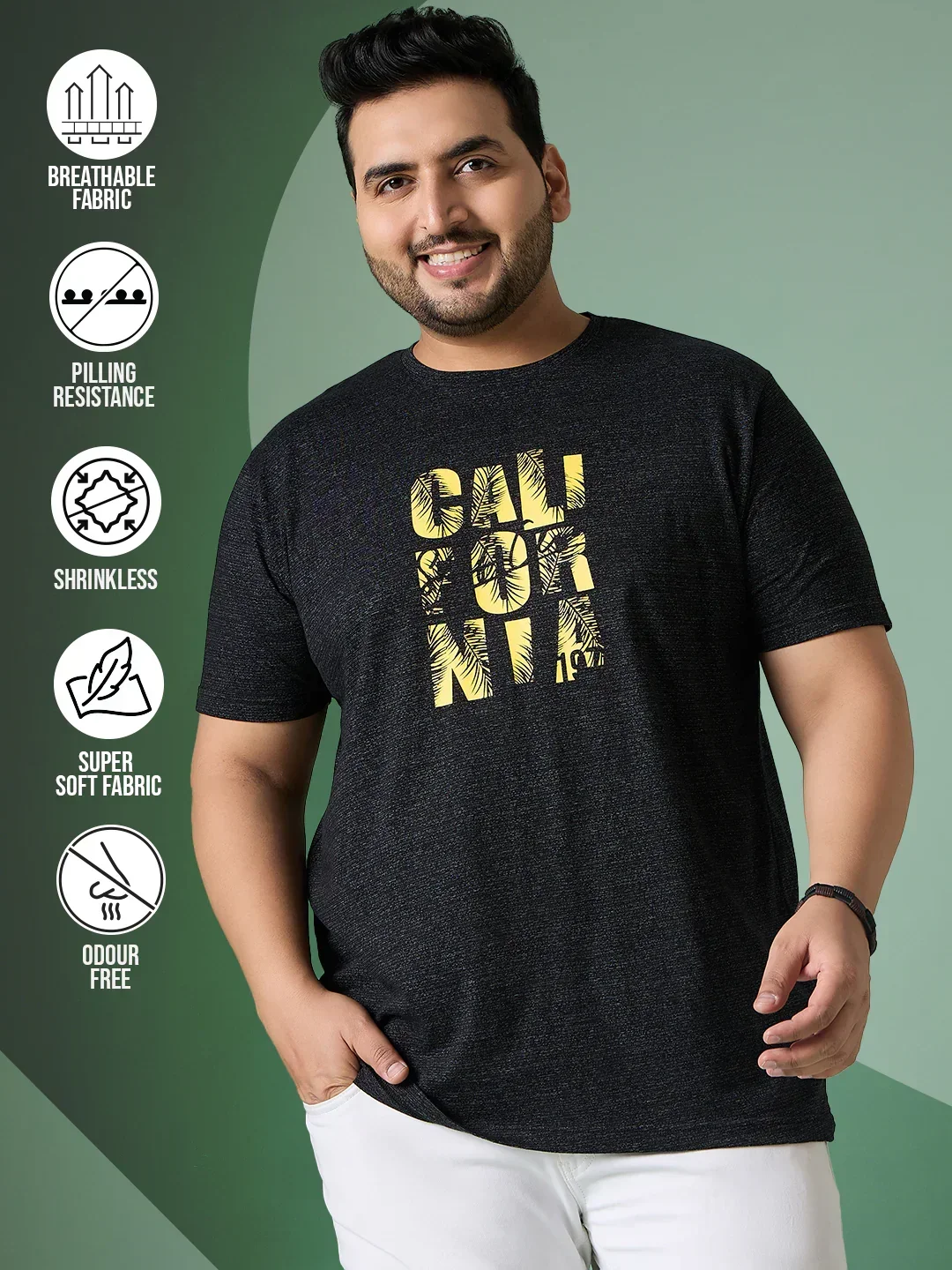 Men Plus Size Hexel Colorblock Round Neck Tshirt - Image 2