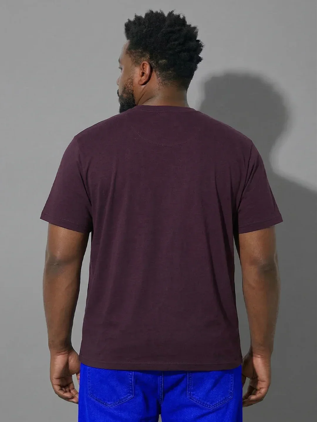Men Plus Size Hipster Maroon Printed Round Neck Tshirt - Image 6