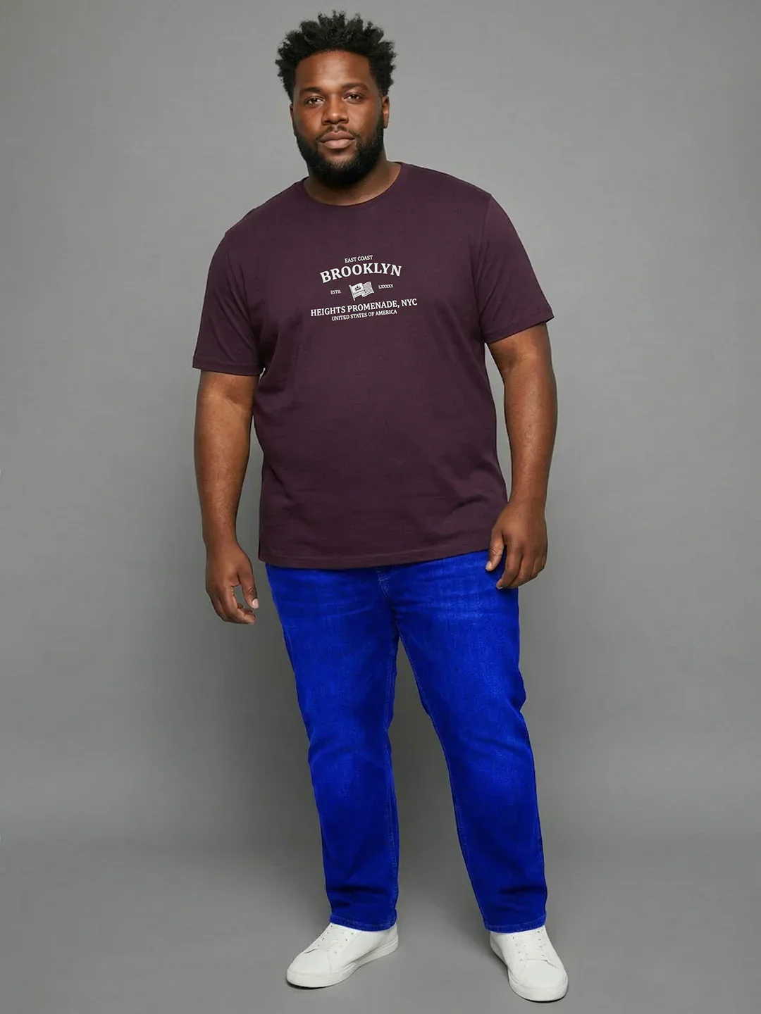 Men Plus Size Hipster Maroon Printed Round Neck Tshirt - Image 8