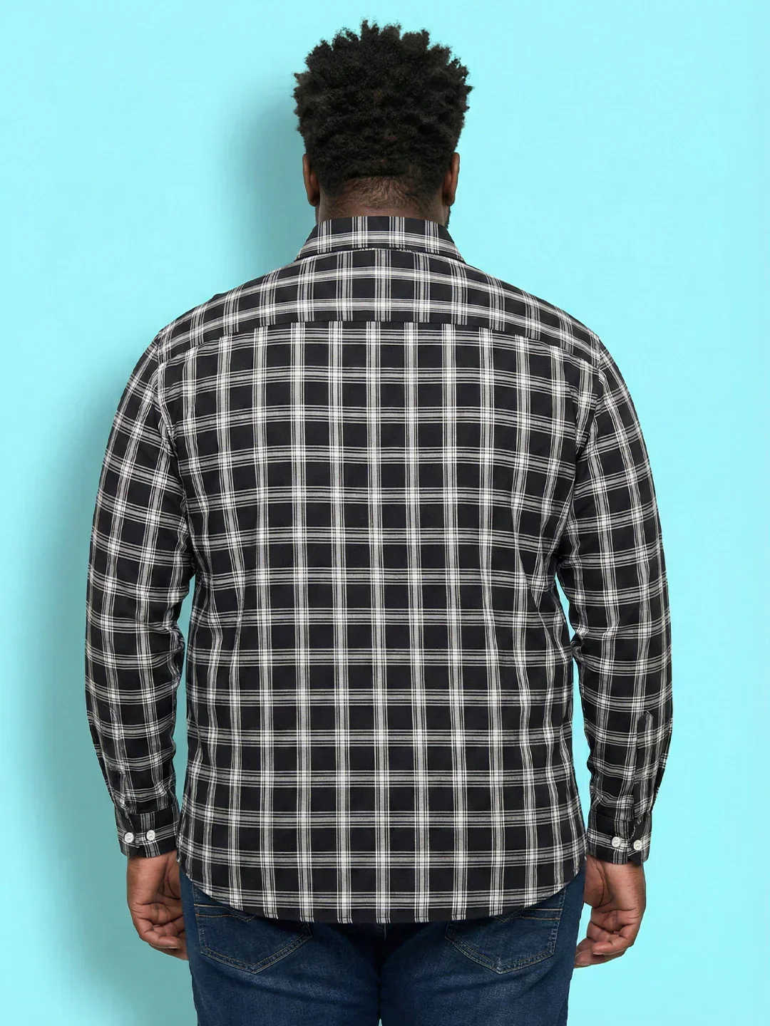 Men Plus Size Hitched Multicolor Checkered Casual Shirt - Image 5