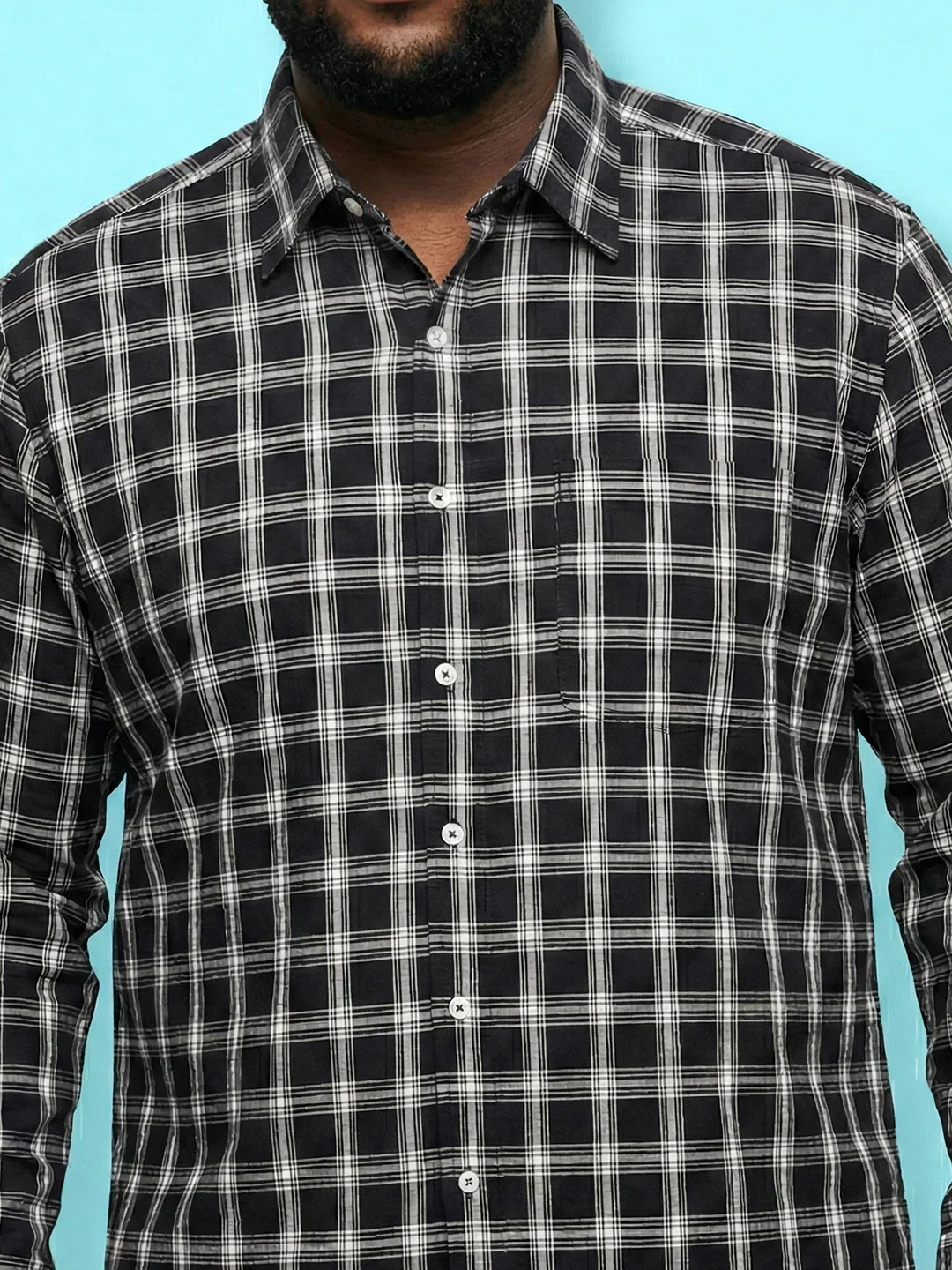 Men Plus Size Hitched Multicolor Checkered Casual Shirt - Image 6