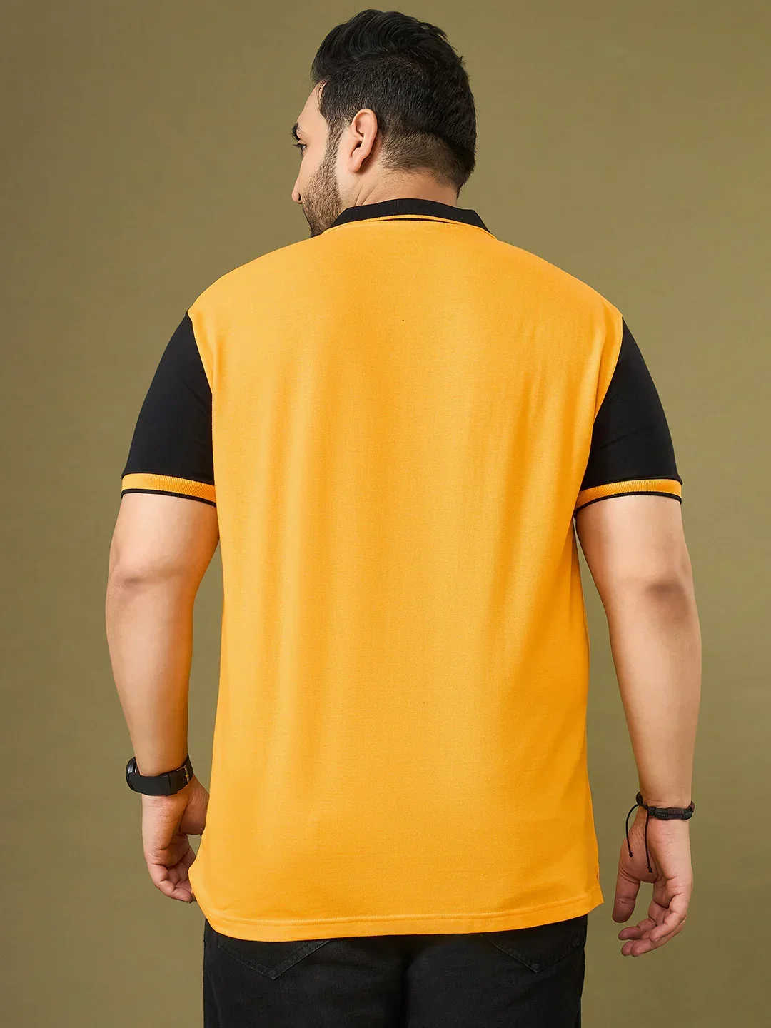 Men Plus Size Hive Yellow Printed Polo Tshirt - Image 5
