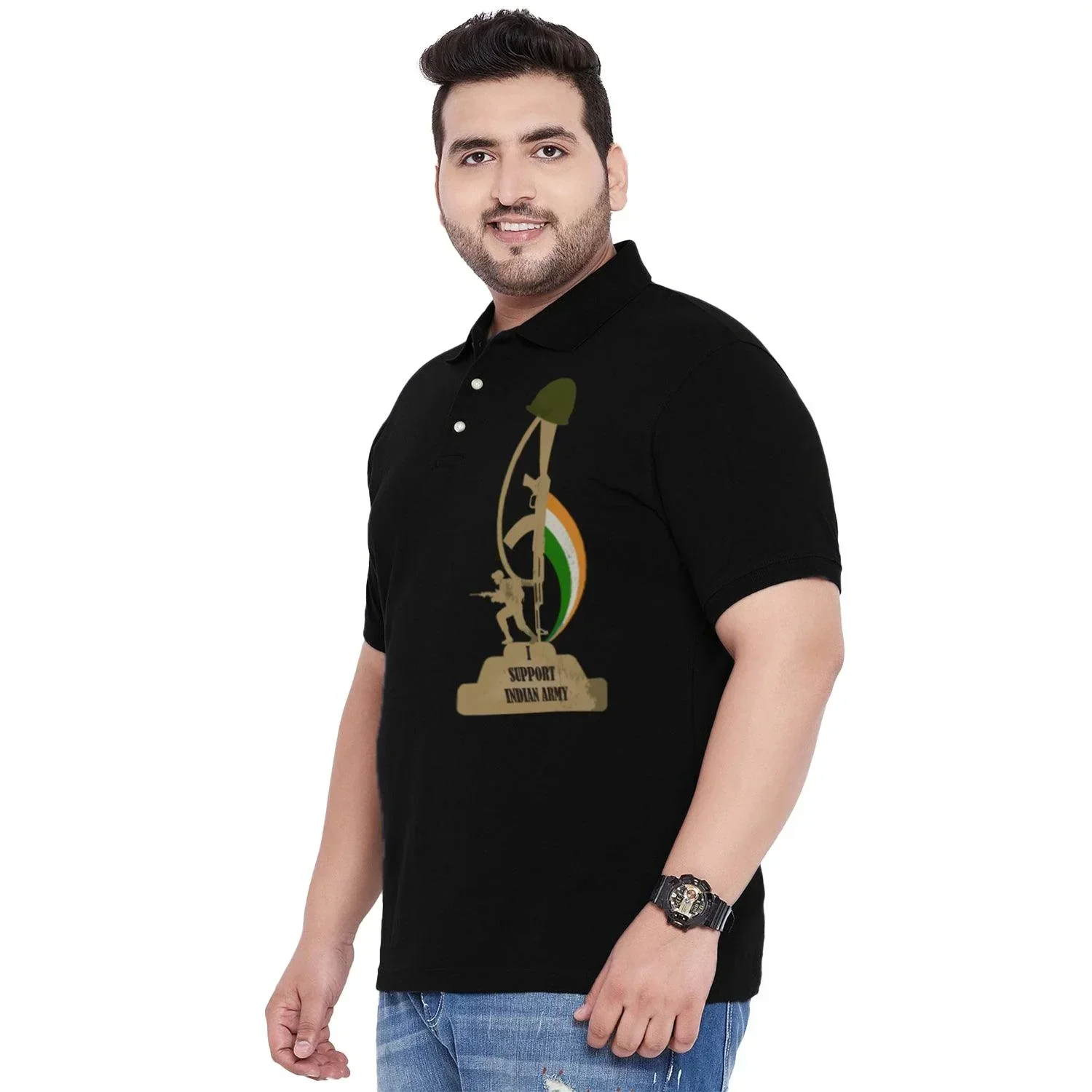 Men Plus Size Honor Printed Polo Tshirt - Image 3