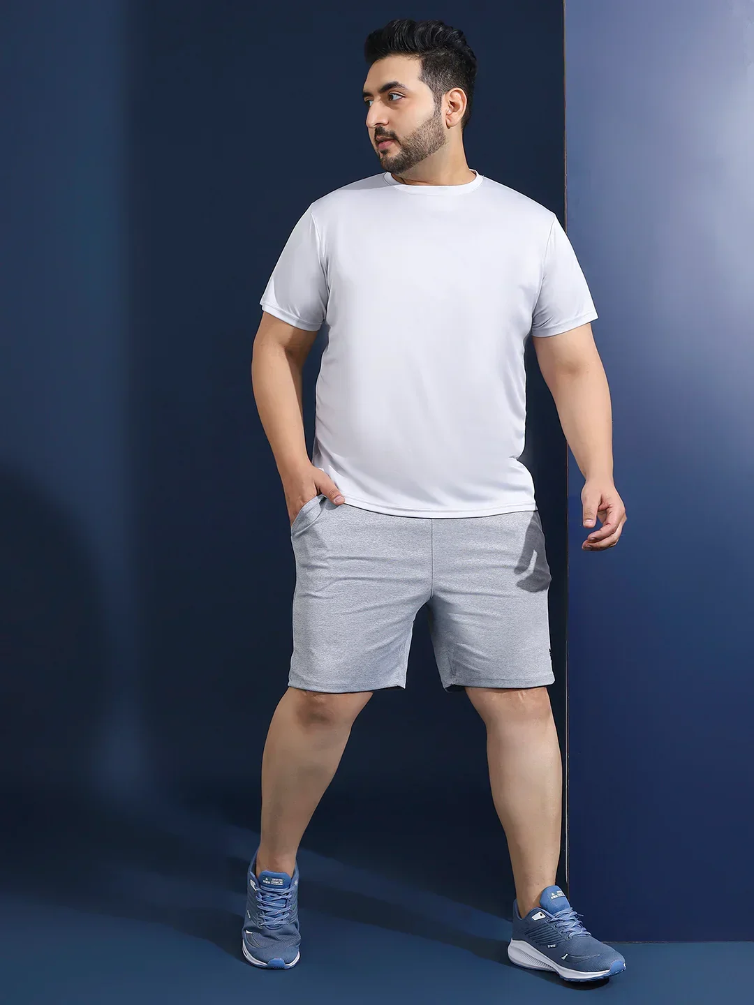 Men Plus Size Hoodark Printed Grey Round Neck Tshirt - Image 2