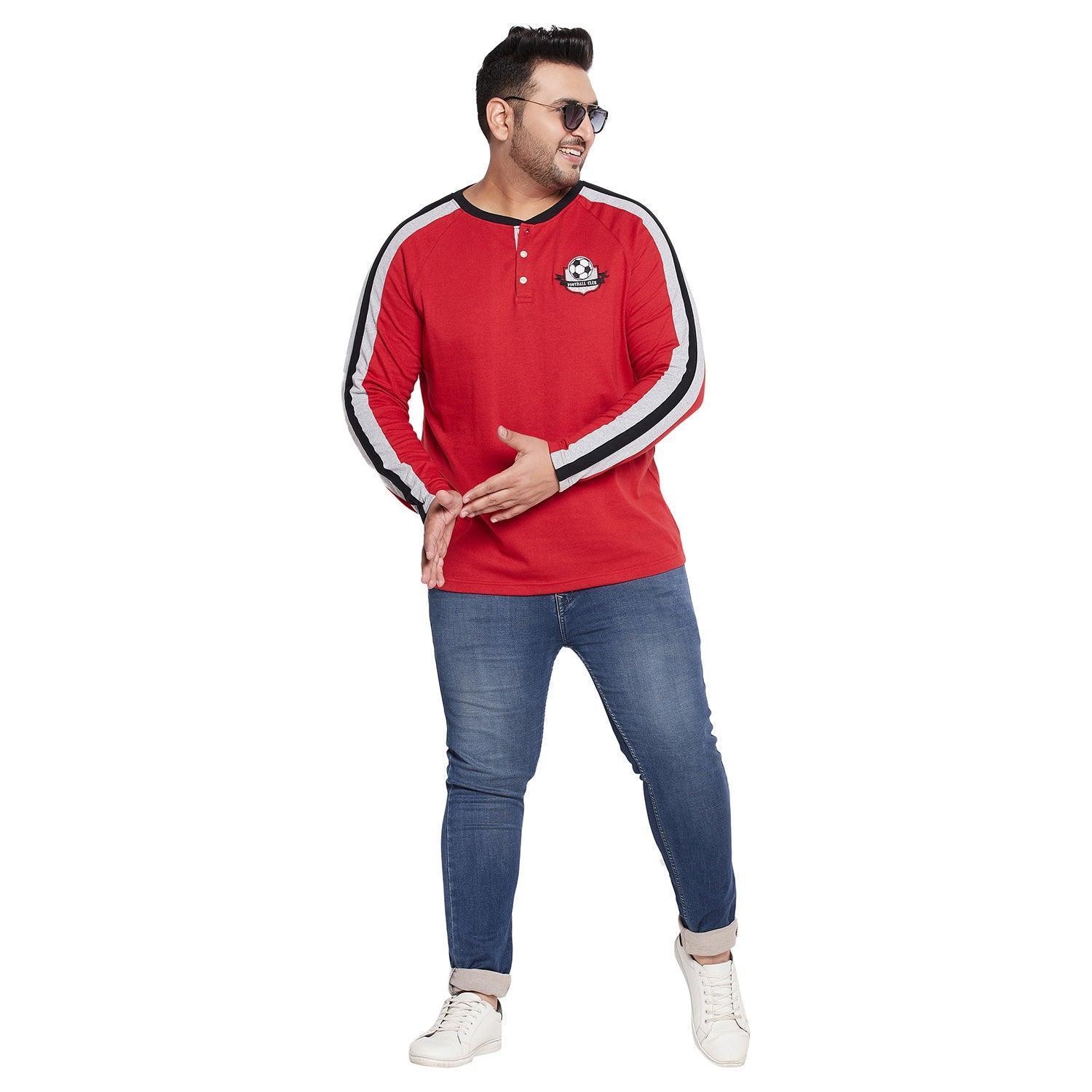 Men Plus Size Hoof Colorblock Henley Tshirt - Image 2