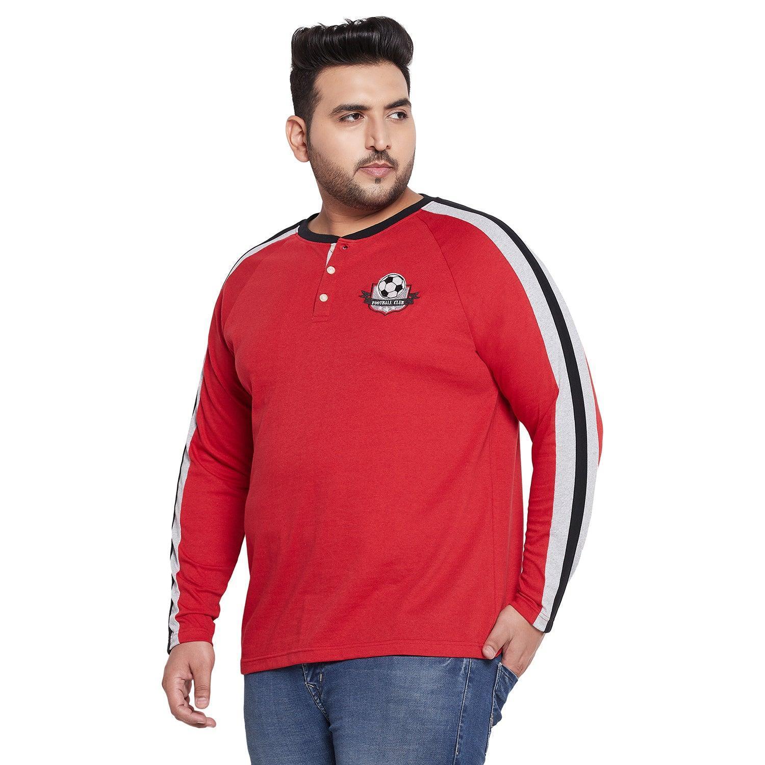 Men Plus Size Hoof Colorblock Henley Tshirt - Image 3