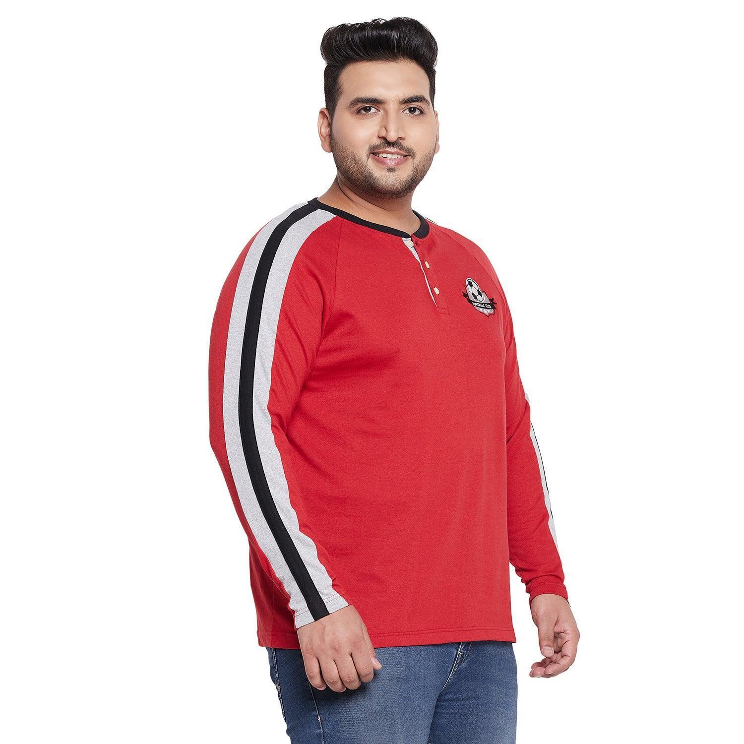 Men Plus Size Hoof Colorblock Henley Tshirt - Image 4