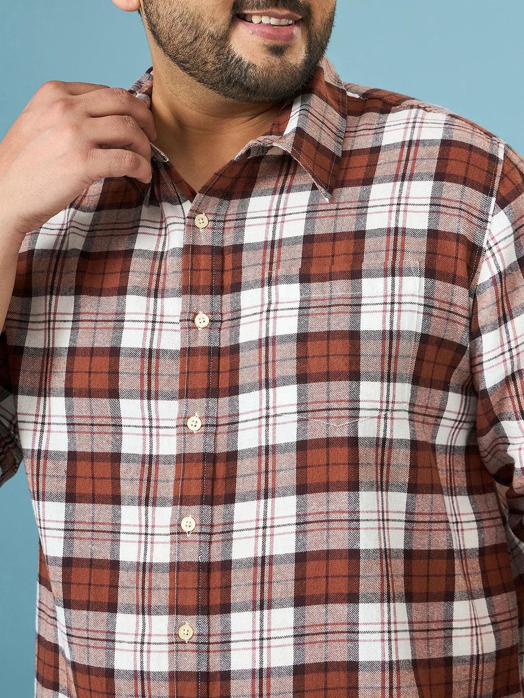 Men Plus Size Hopp Multicolor Checkered Casual Shirt - Image 8