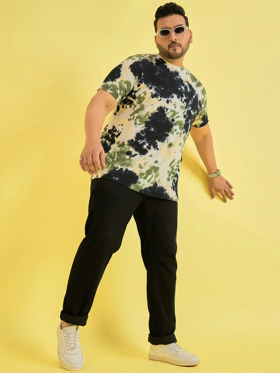 Men Plus Size Horizon Multicolor Printed Round Neck Tshirt - Image 2