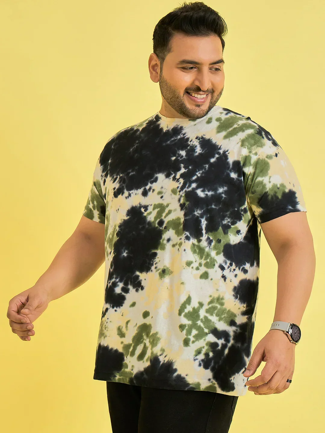 Men Plus Size Horizon Multicolor Printed Round Neck Tshirt - Image 3