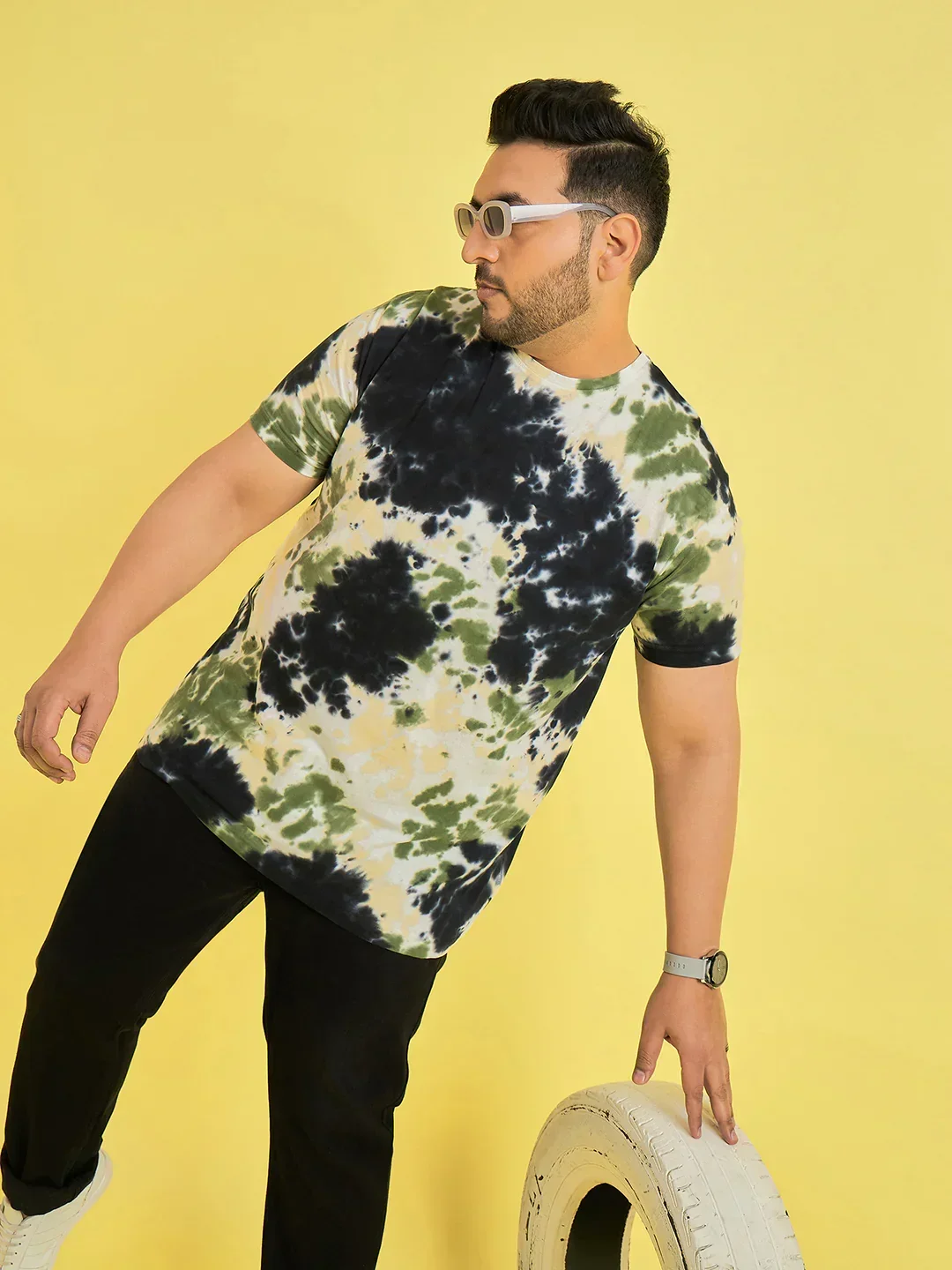 Men Plus Size Horizon Multicolor Printed Round Neck Tshirt - Image 7