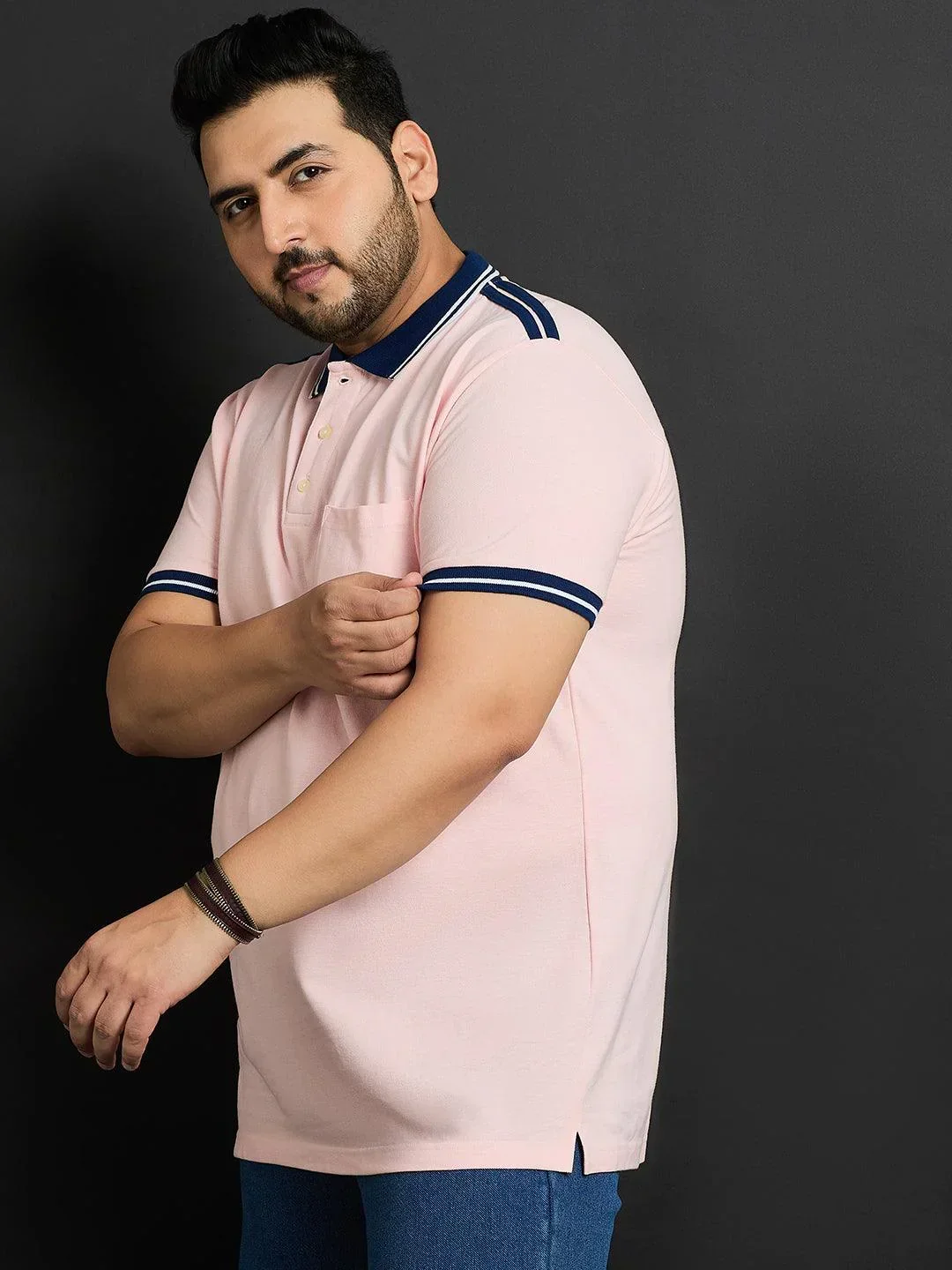 Men Plus Size Husa Solid Polo Tshirt - Image 3
