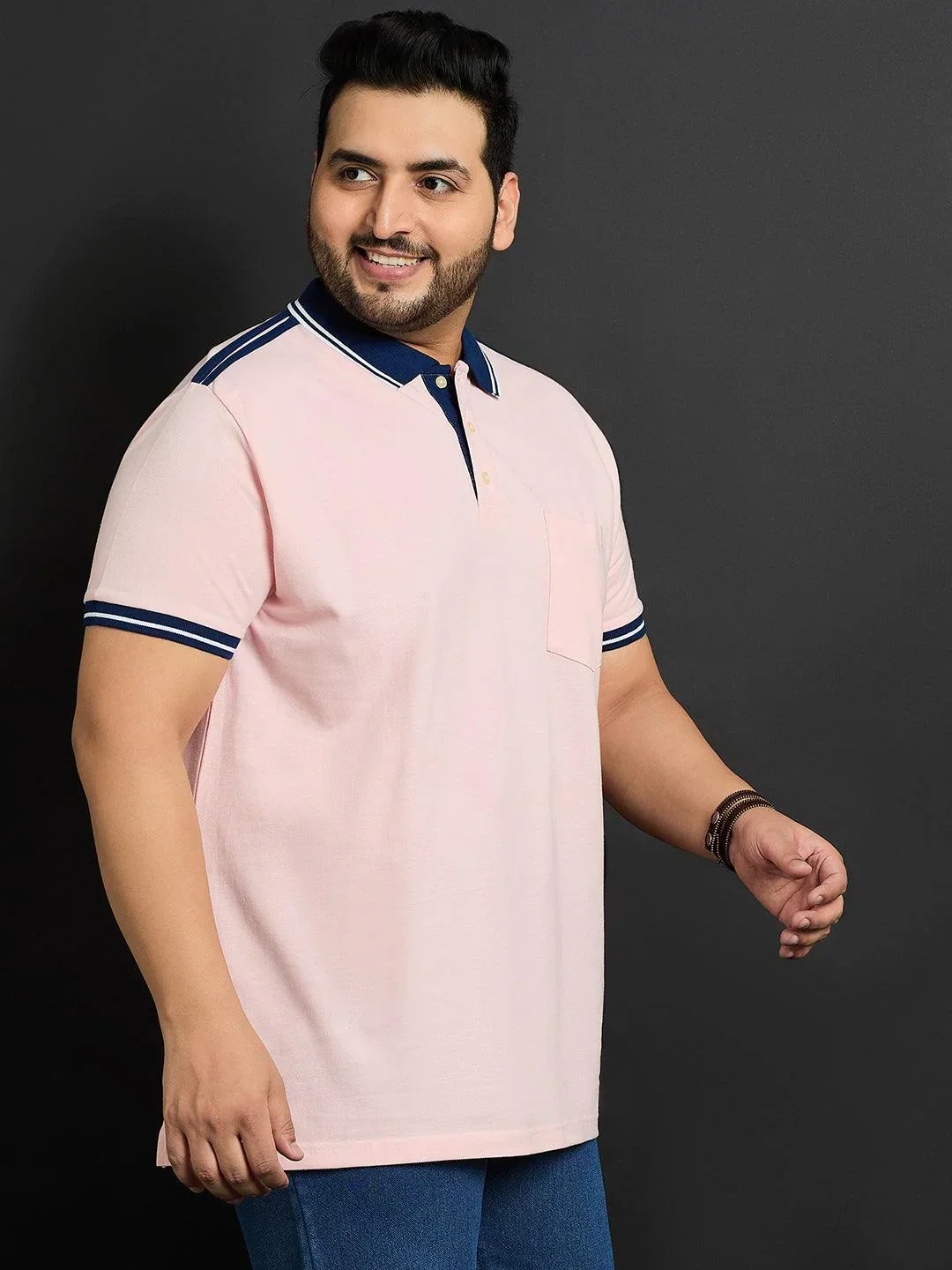 Men Plus Size Husa Solid Polo Tshirt - Image 4