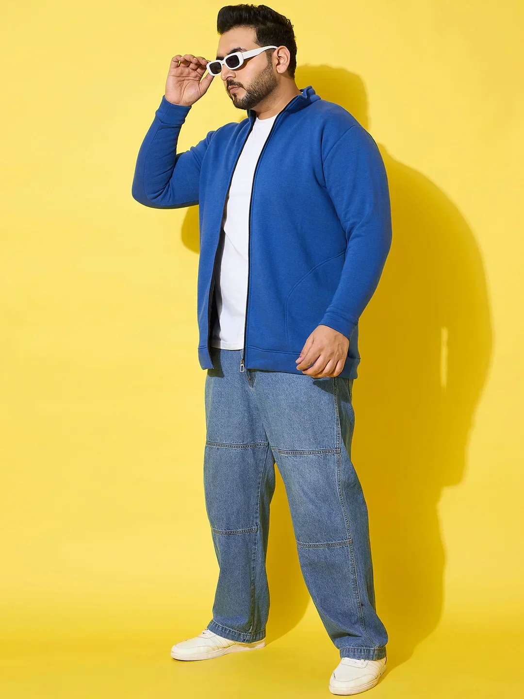 Men Plus Size Hustle Royal Blue  Printed  Jacket - Image 7