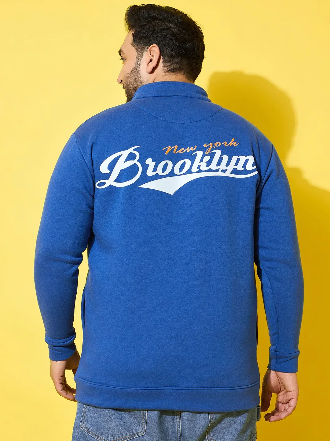 Men Plus Size Hustle Royal Blue  Printed  Jacket - Image 8