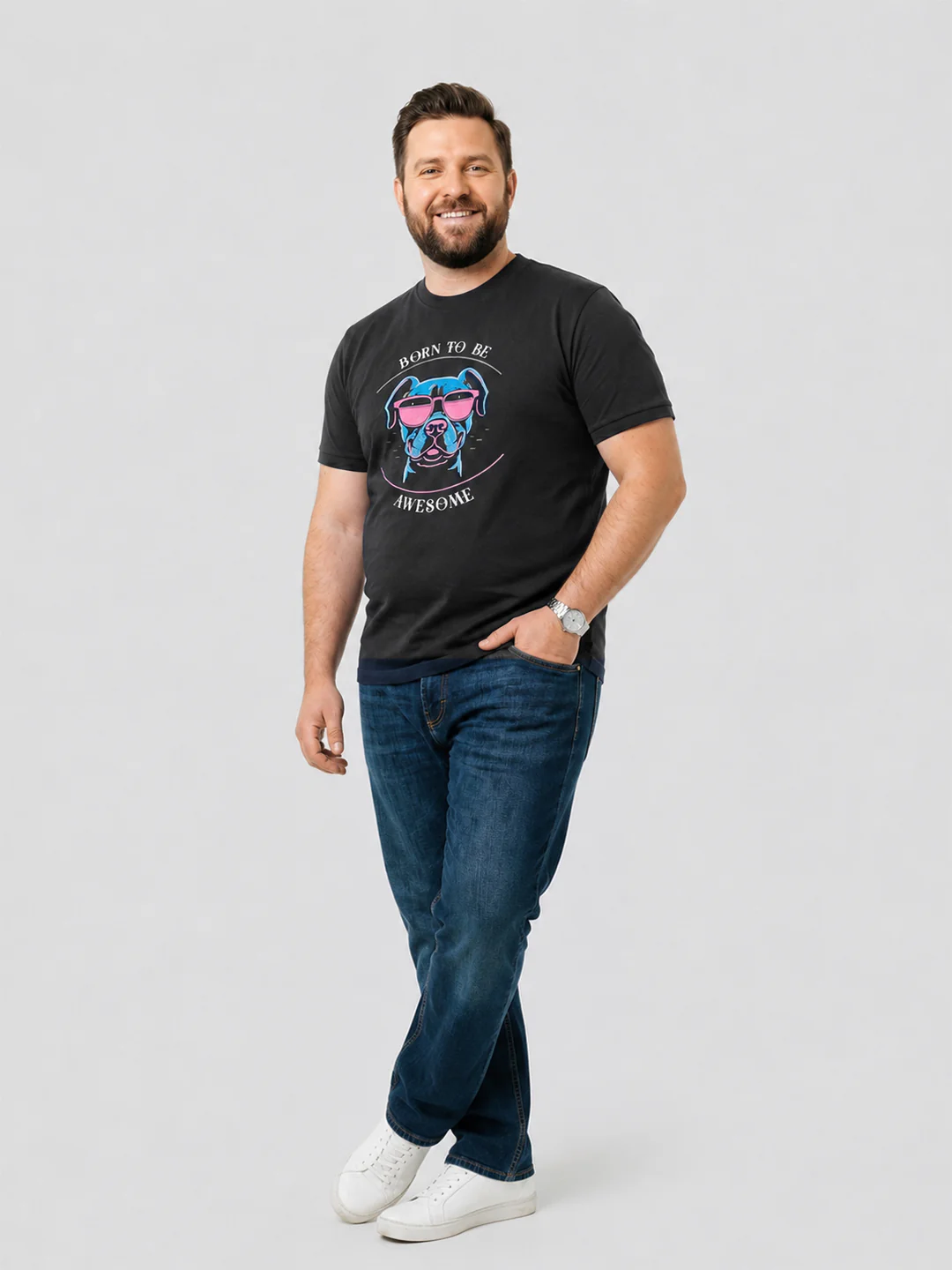 Men Plus Size Hypehound Black Printed Round Neck - Image 6