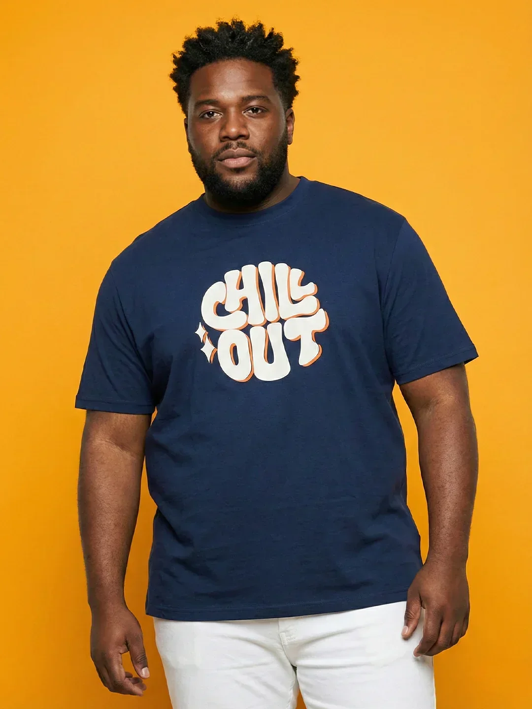 Men Plus Size Icebold Navy-Blue Printed Round Neck Tshirt - Image 2