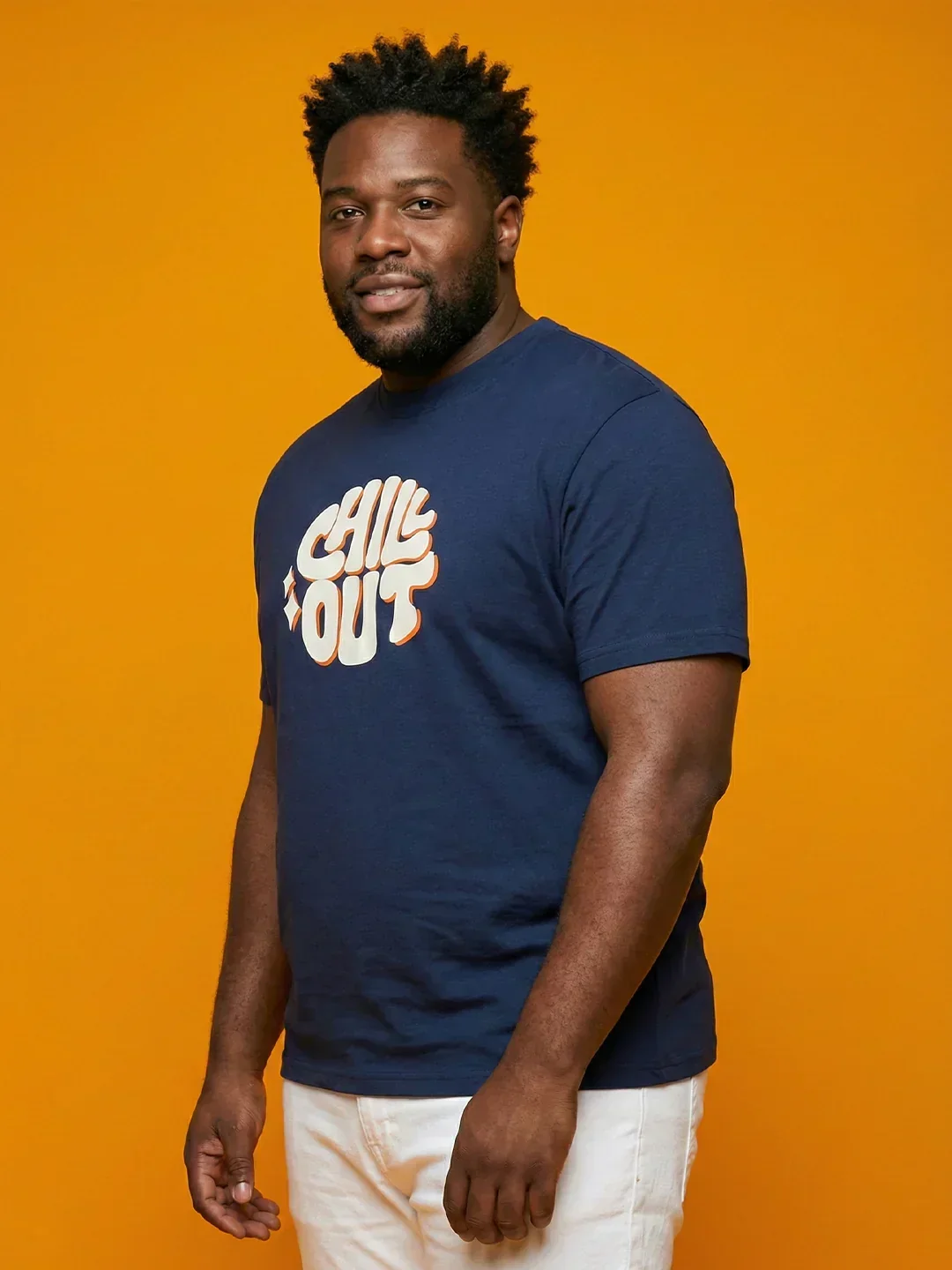 Men Plus Size Icebold Navy-Blue Printed Round Neck Tshirt - Image 4