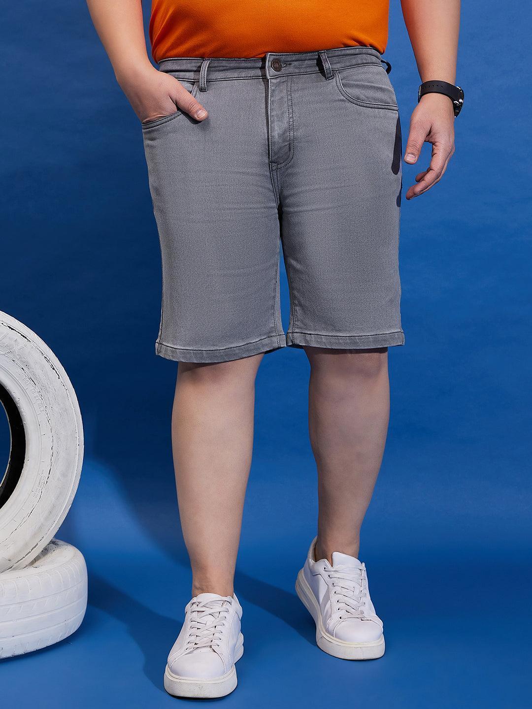 Men Plus Size Impetus-Grey Solid Shorts