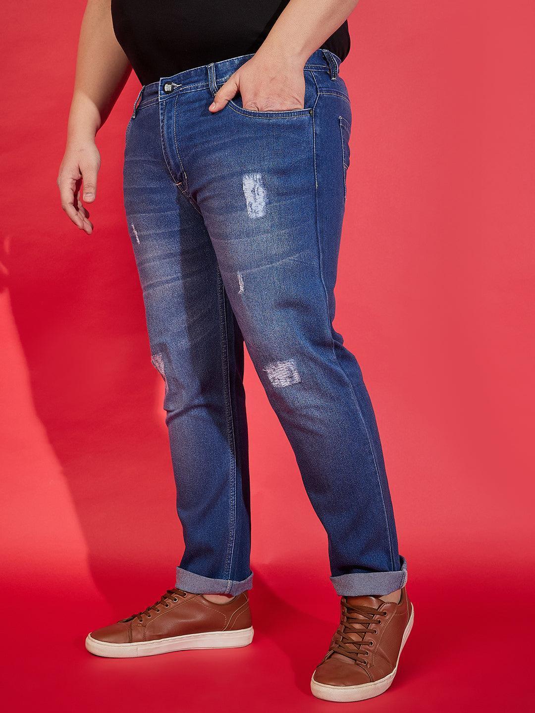 Men Plus Size Incline Washed Jeans - Image 3