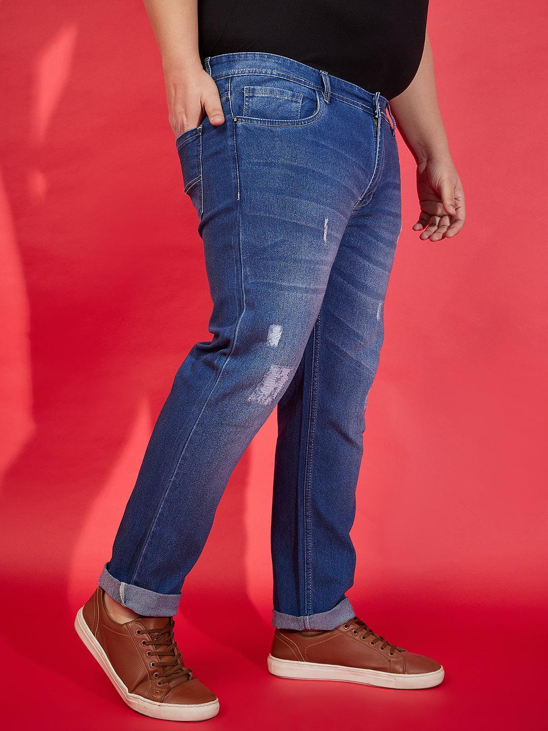 Men Plus Size Incline Washed Jeans - Image 4