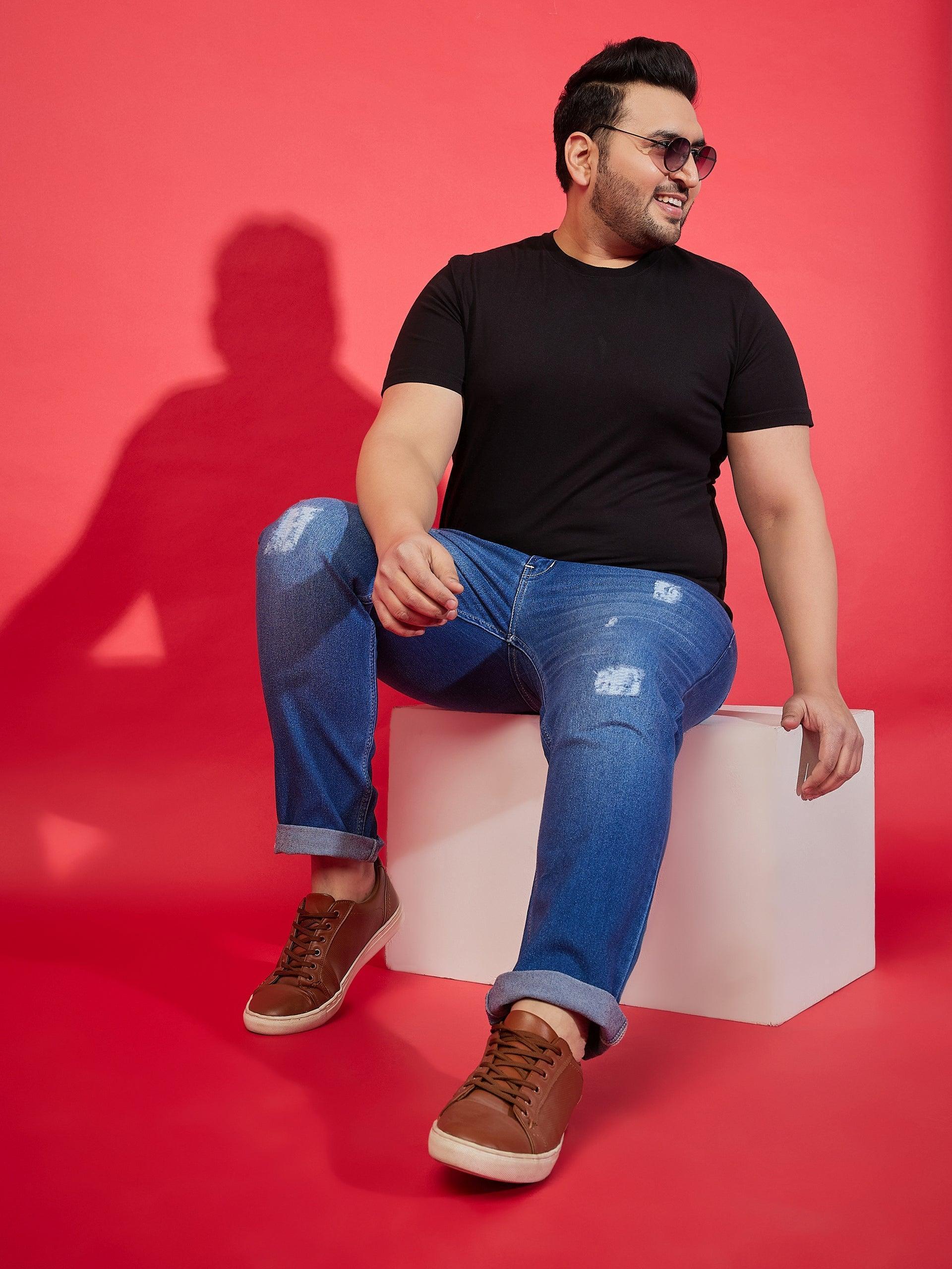 Men Plus Size Incline Washed Jeans - Image 7