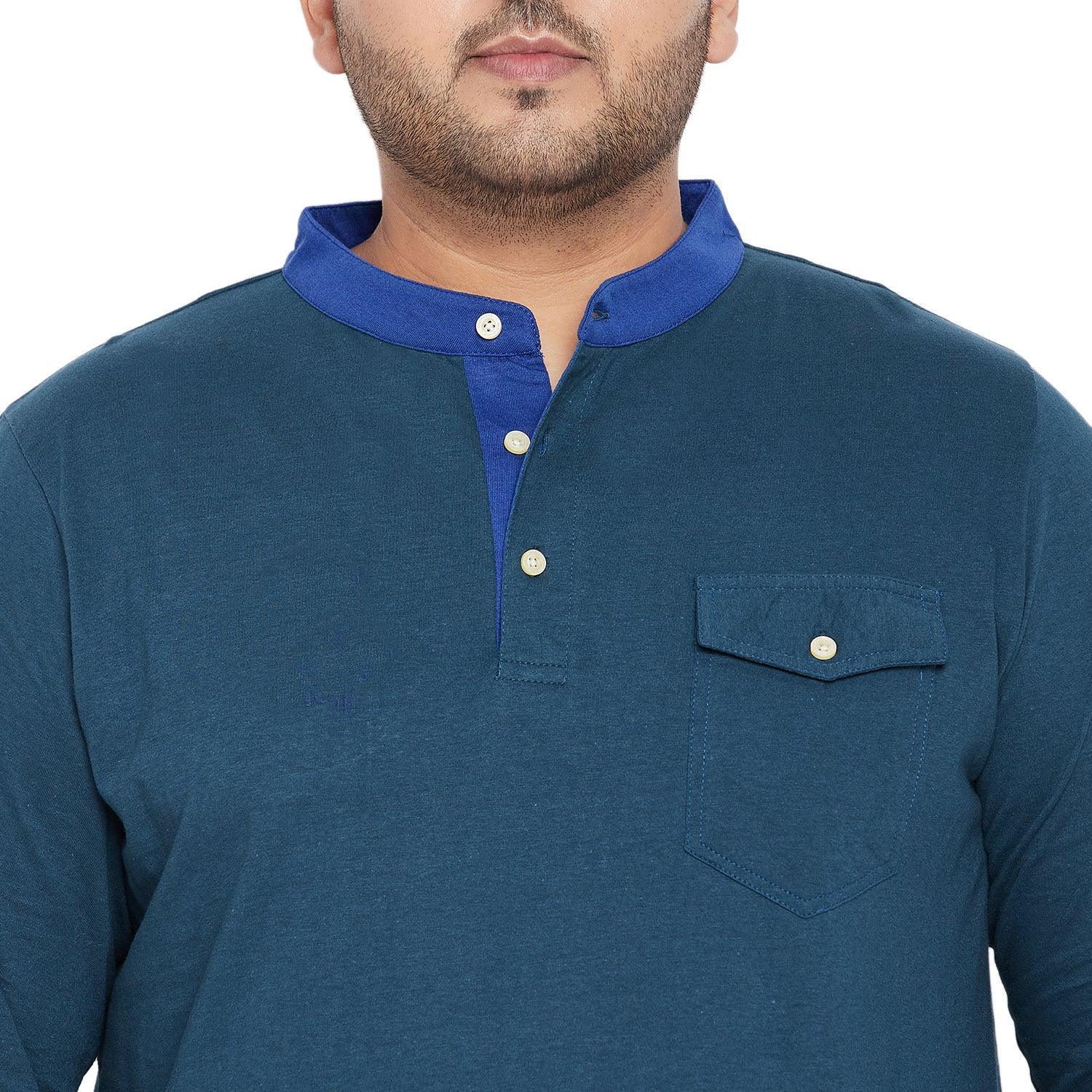 Men Plus Size Infinity Solid Henley Tshirt - Image 6