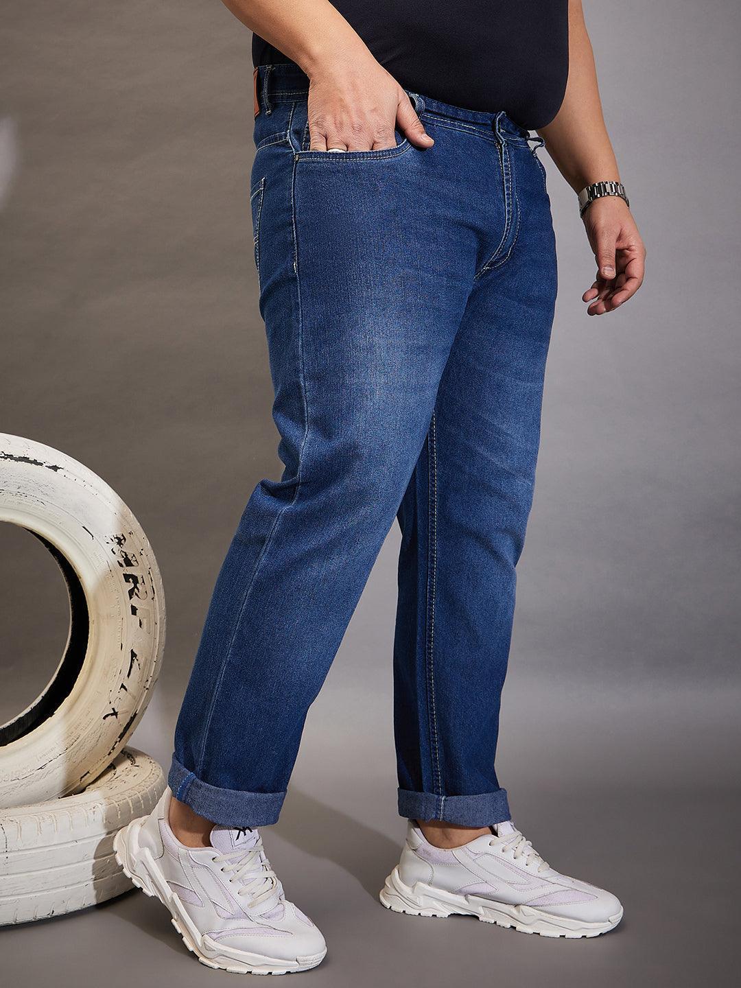 Men Plus Size Ingre Washed Indigo Denim - Image 4