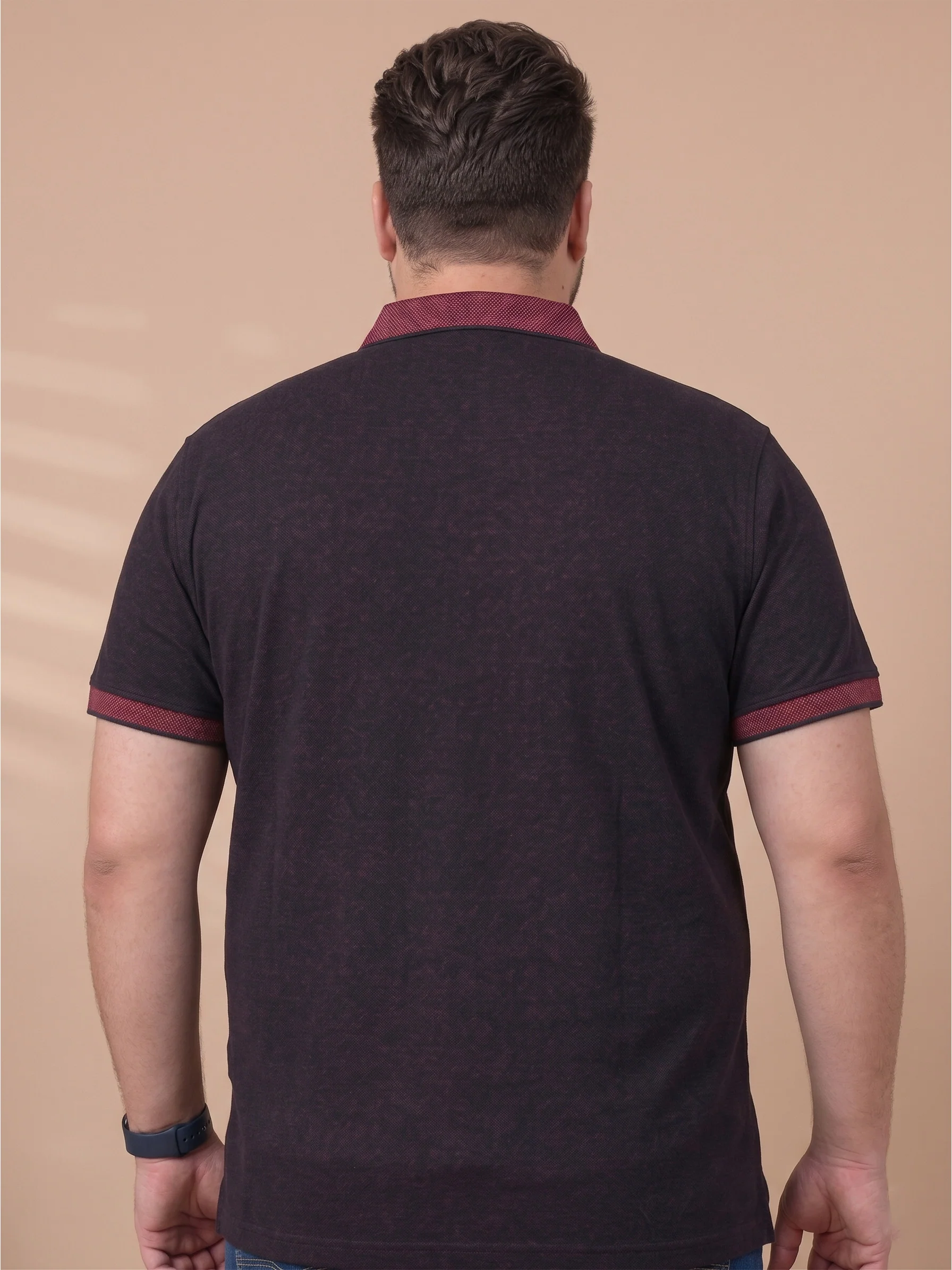Men Plus Size Inklike Black Solid Polo - Image 2