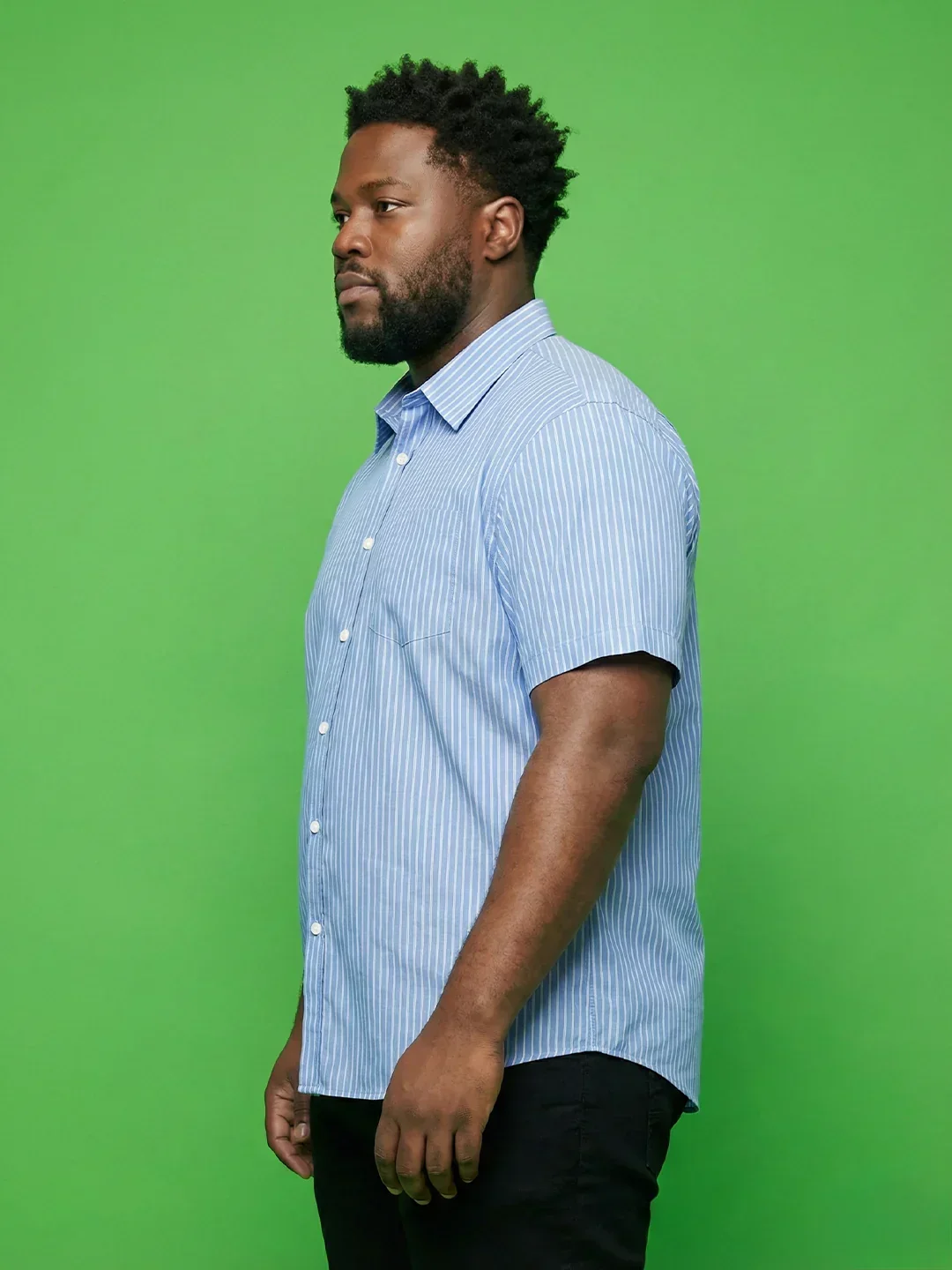 Men Plus Size Intent Sky-Blue Striped Casual Shirt - Image 5