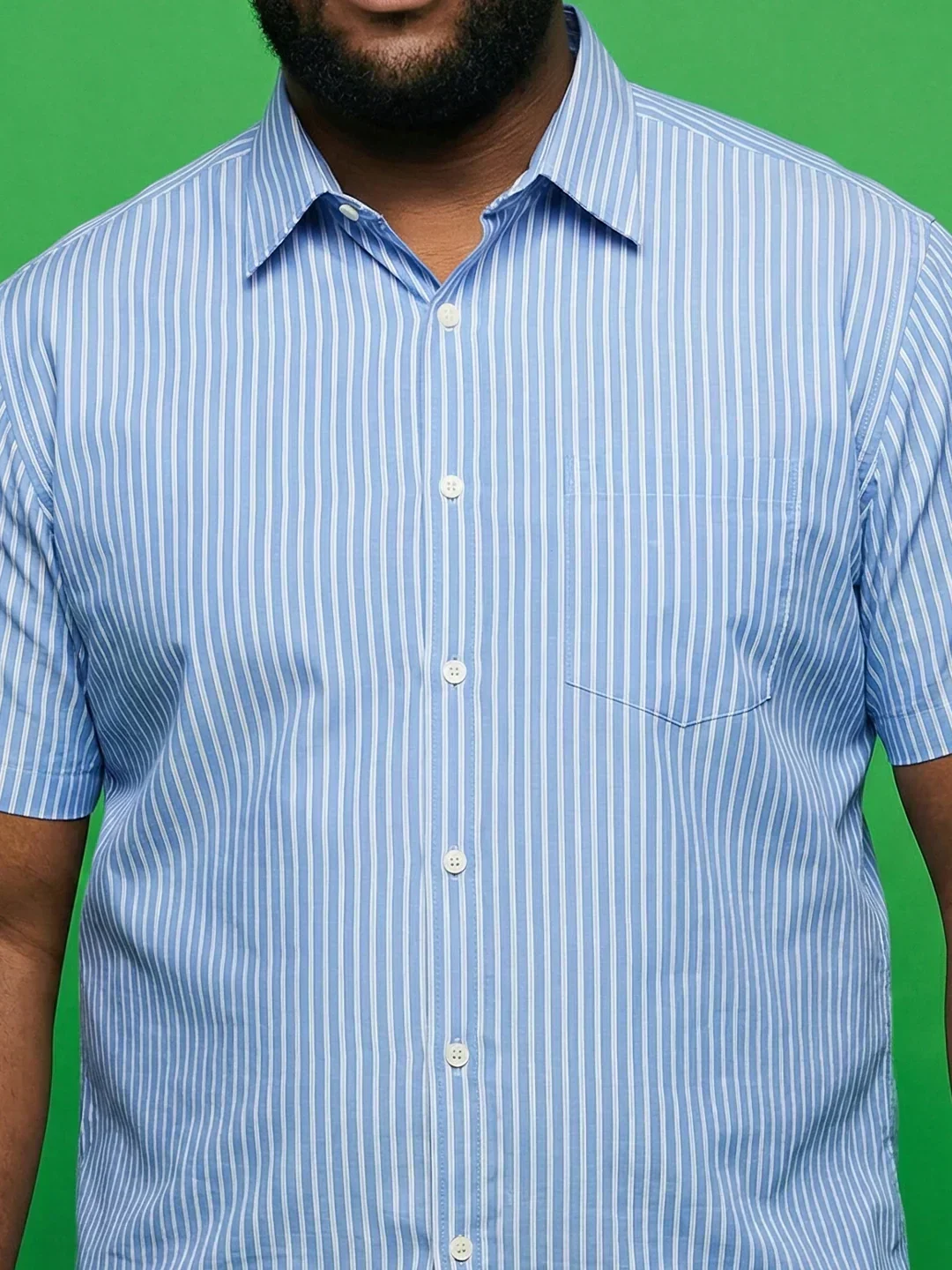 Men Plus Size Intent Sky-Blue Striped Casual Shirt - Image 7