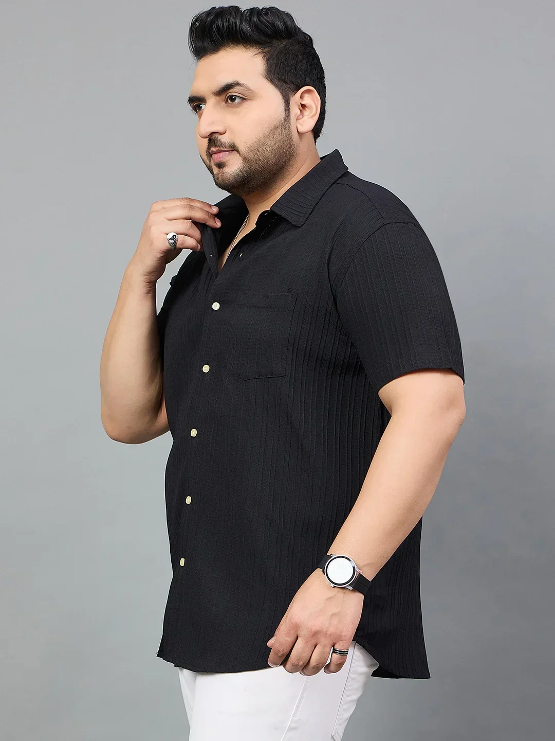 Men Plus Size Isco Solid Shirt - Image 3