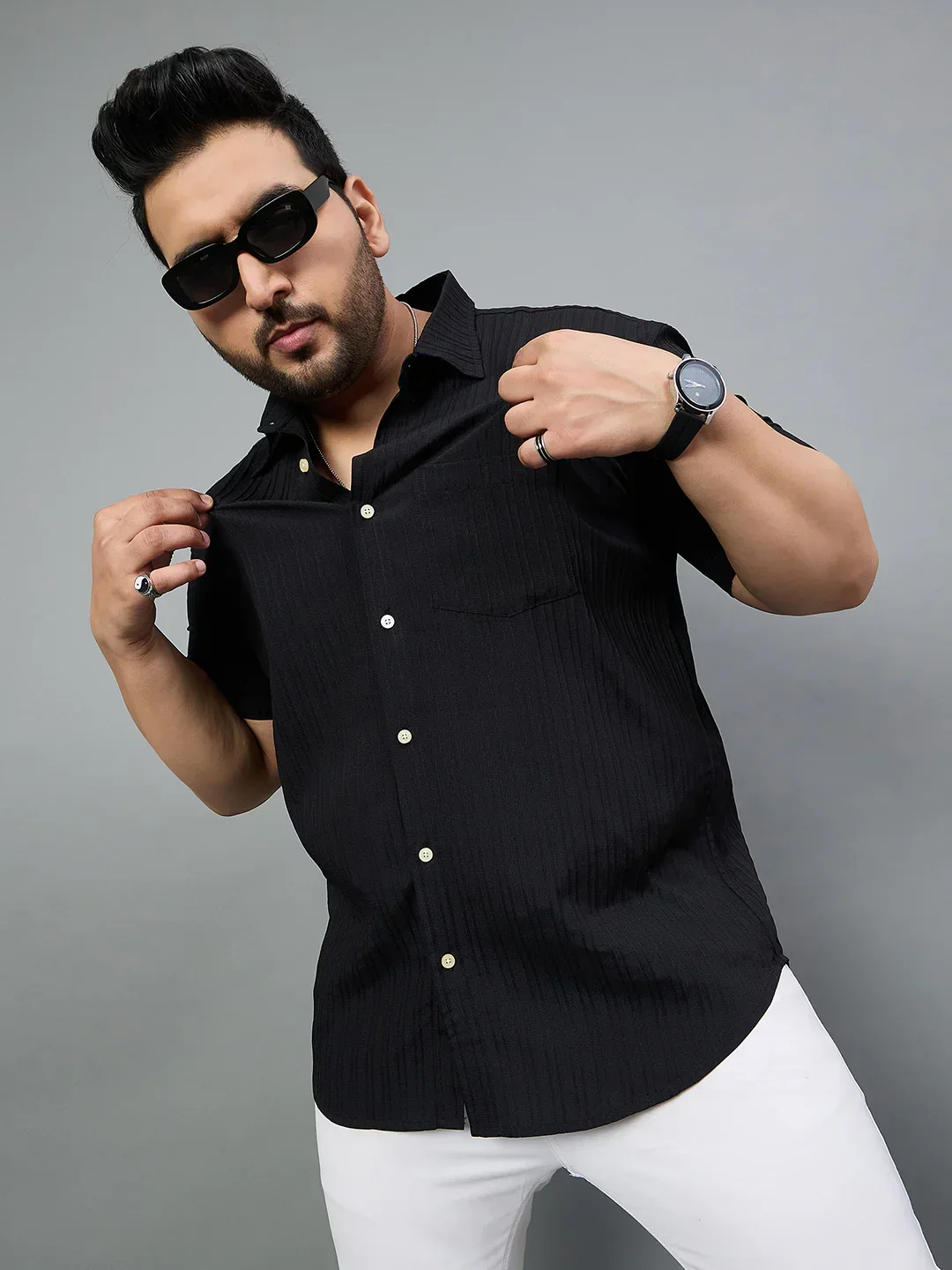 Men Plus Size Isco Solid Shirt - Image 7