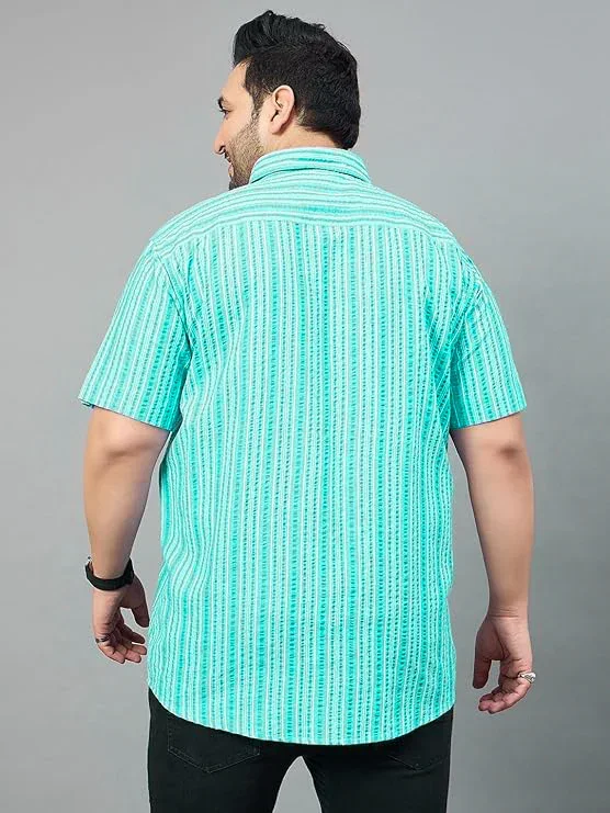 Men Plus Size Jae Green Striped Shirt - Image 5