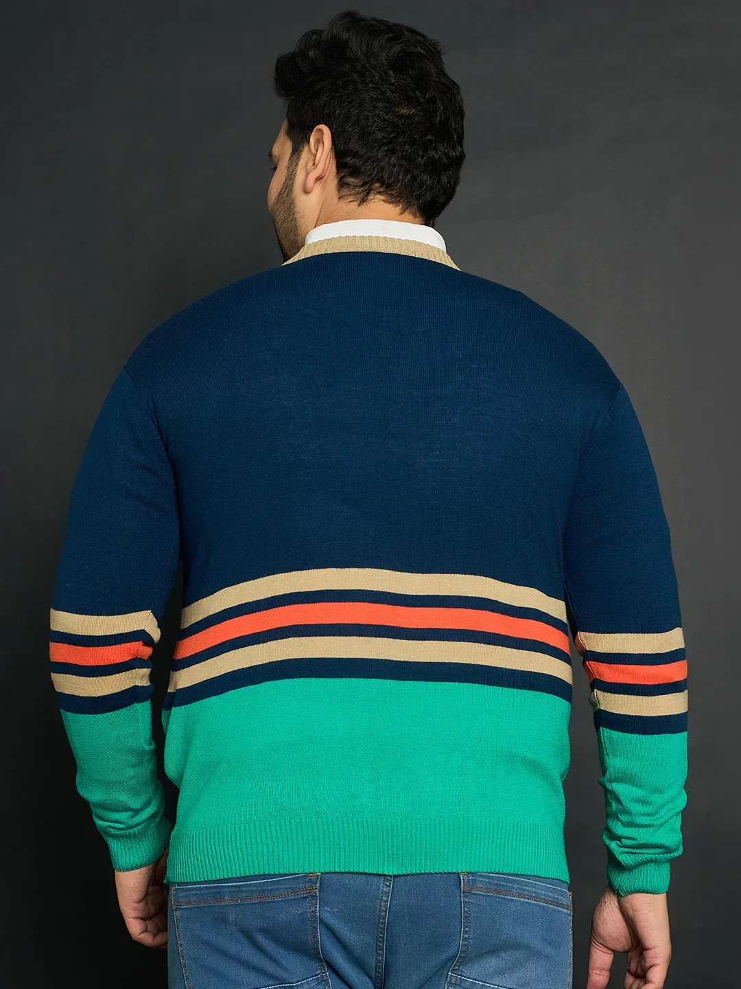 Men Plus Size Jamestown Colourblocked Sweater - Image 5