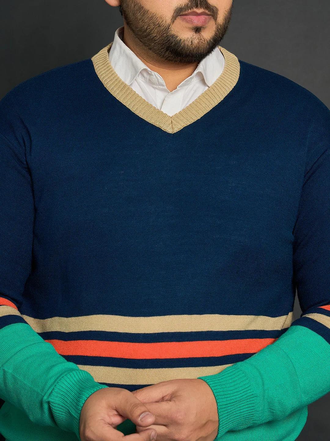 Men Plus Size Jamestown Colourblocked Sweater - Image 6