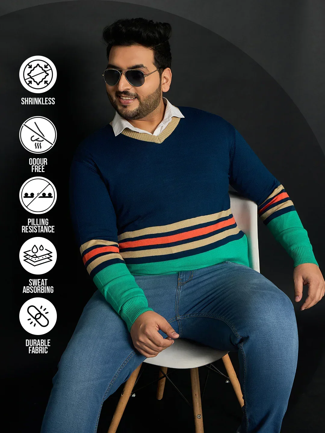 Men Plus Size Jamestown Colourblocked Sweater - Image 7