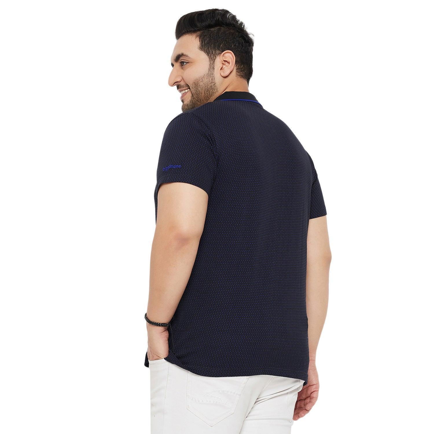 Men Plus Size Joy-Blue Textured Polo Tshirt - Image 5