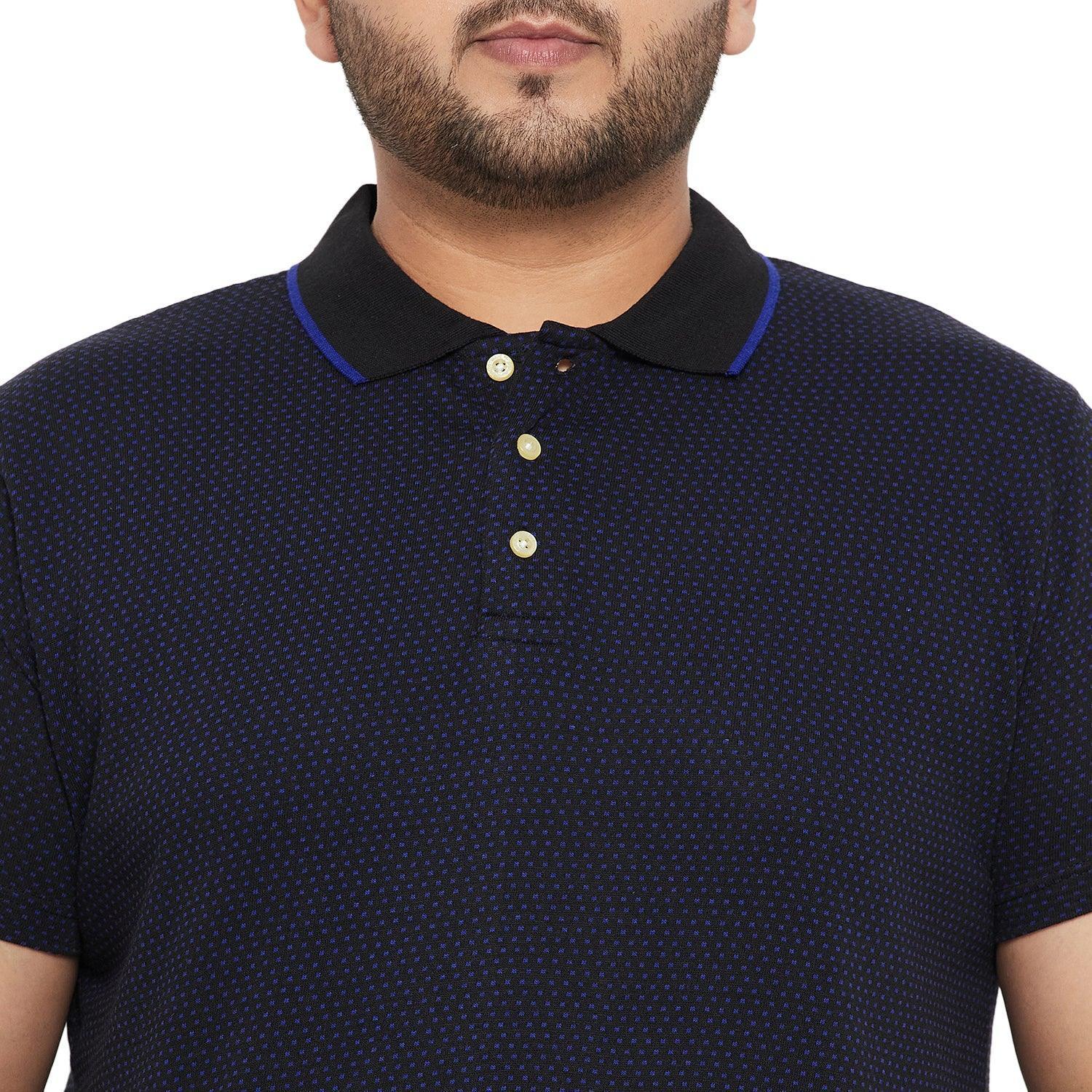 Men Plus Size Joy-Blue Textured Polo Tshirt - Image 6