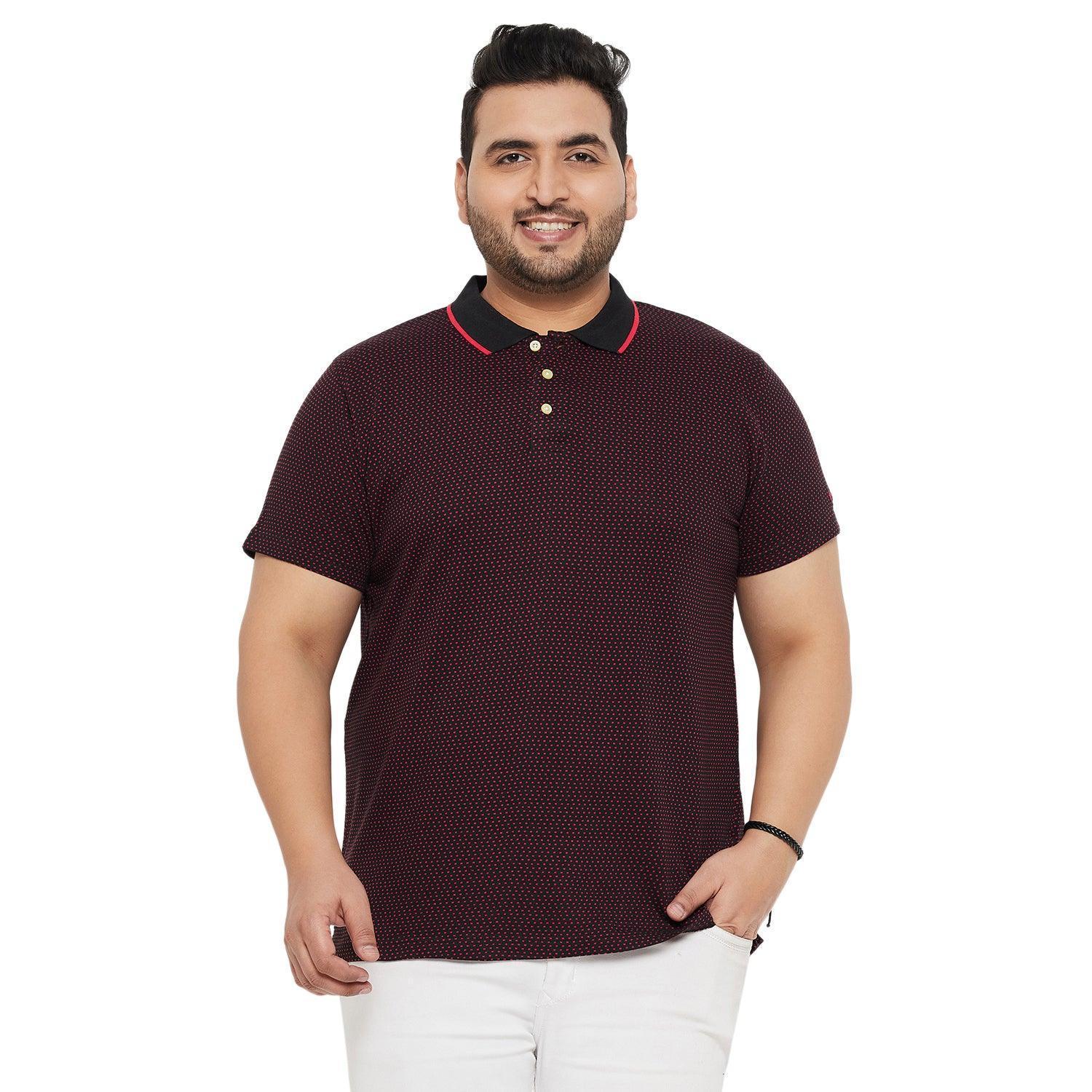 Men Plus Size Joy-Maroon Textured Polo Tshirt - Image 2
