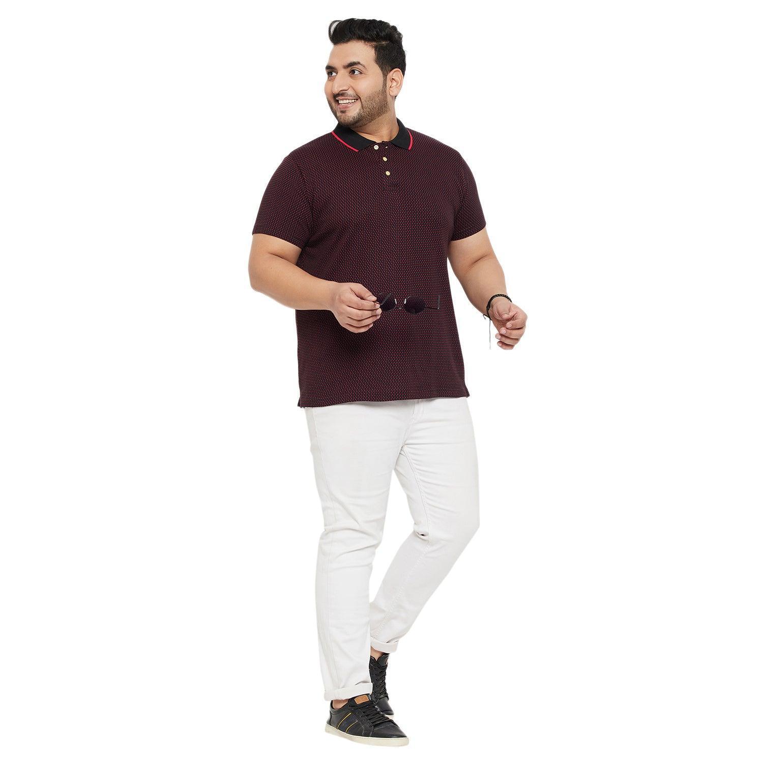 Men Plus Size Joy-Maroon Textured Polo Tshirt - Image 3