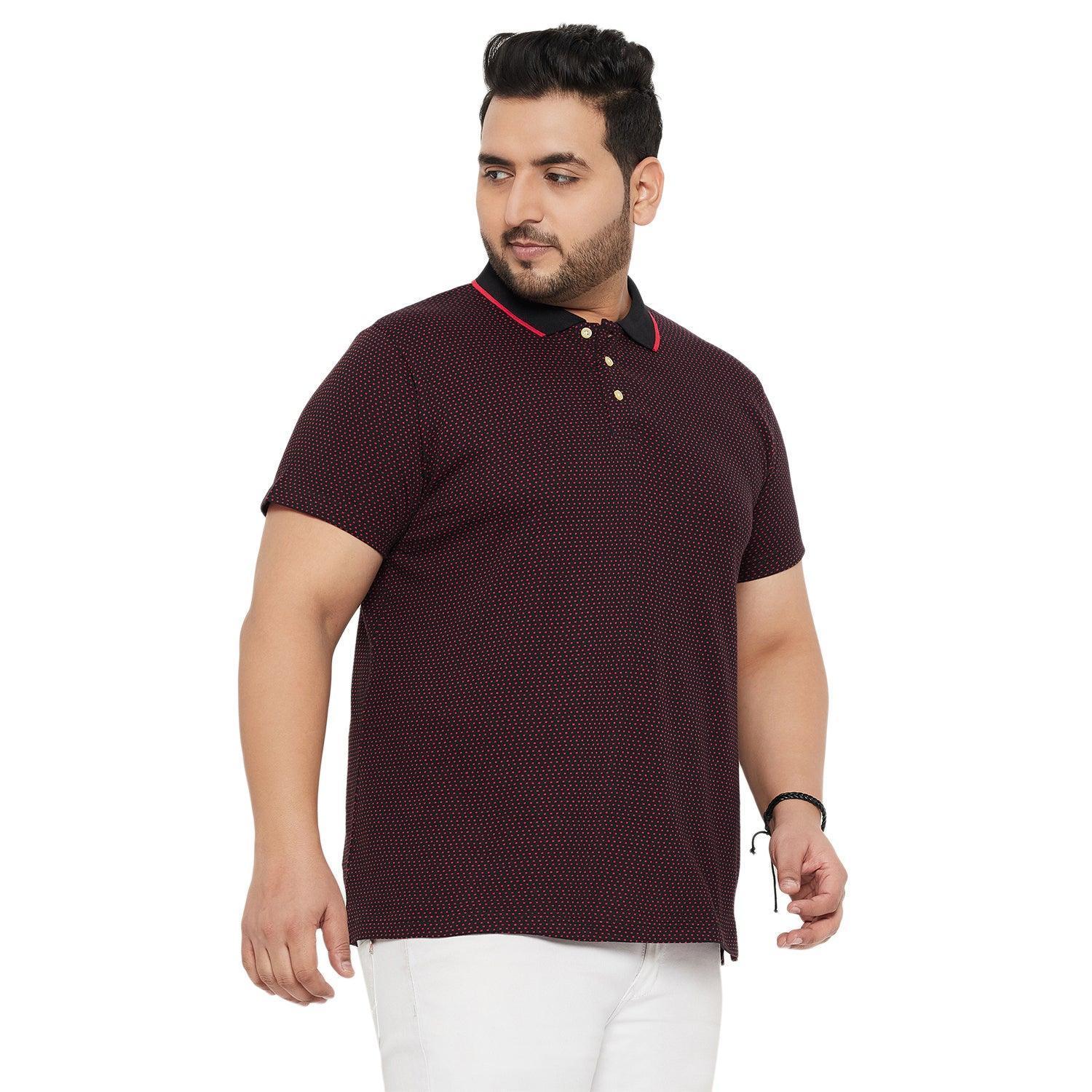 Men Plus Size Joy-Maroon Textured Polo Tshirt - Image 4