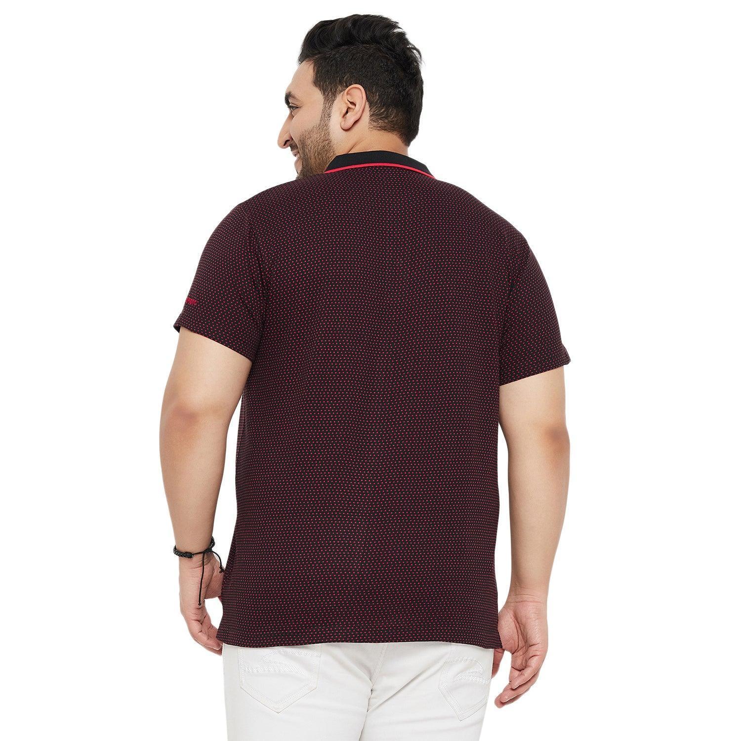 Men Plus Size Joy-Maroon Textured Polo Tshirt - Image 5