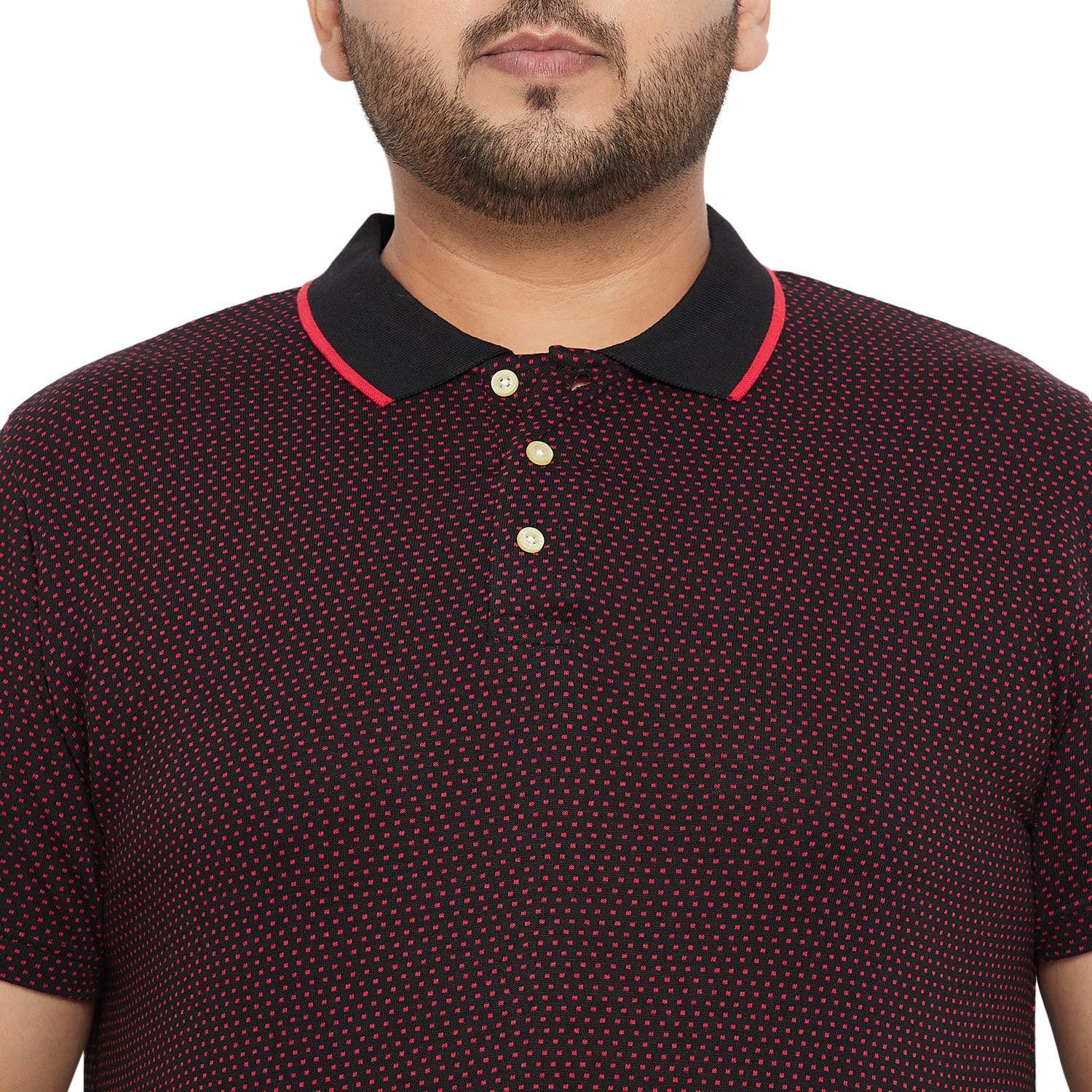 Men Plus Size Joy-Maroon Textured Polo Tshirt - Image 6