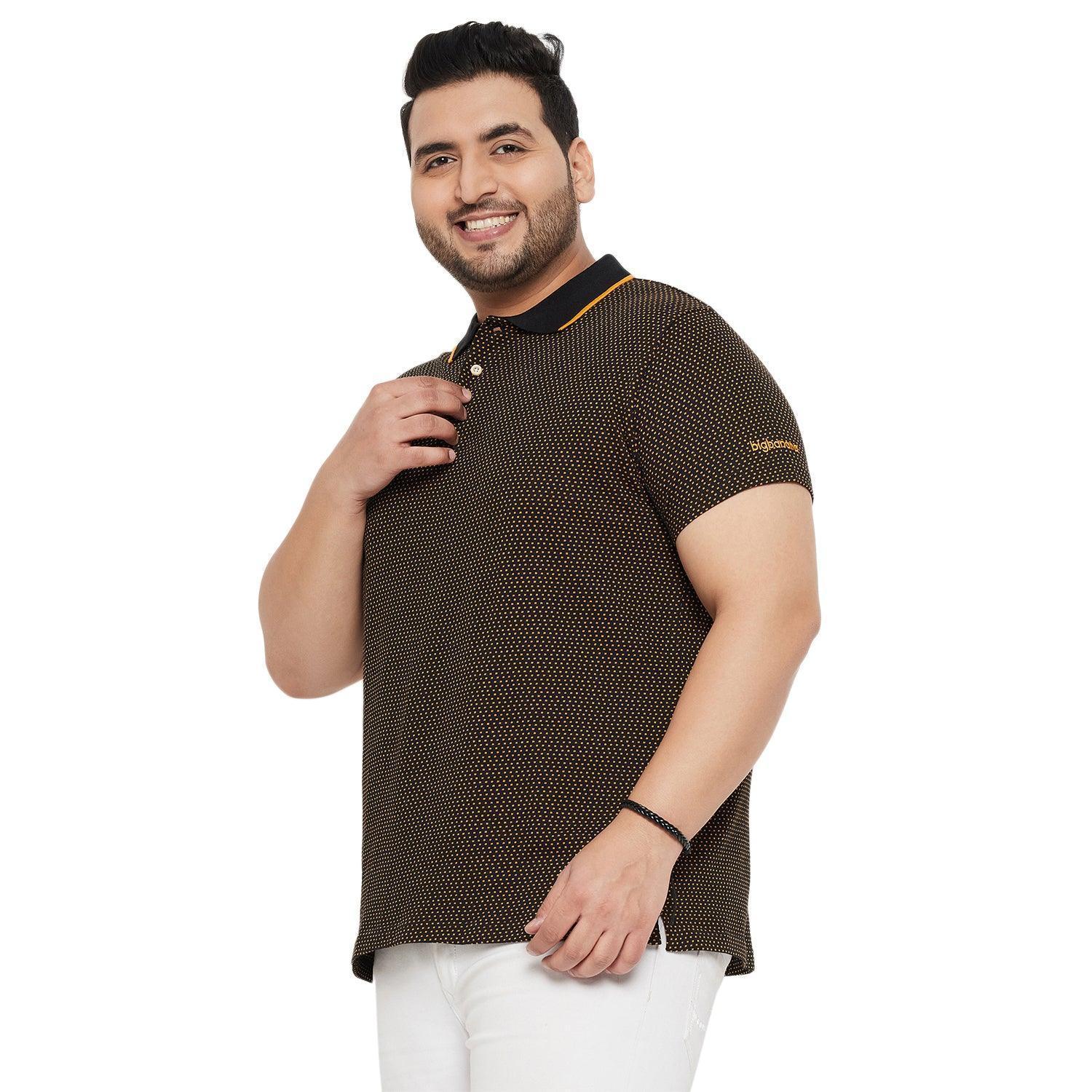 Men Plus Size Joy-Yellow Textured Polo Tshirt - Image 3