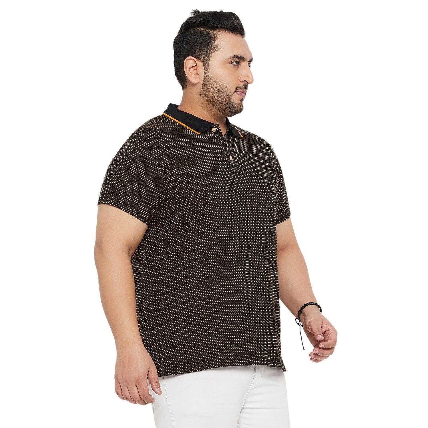 Men Plus Size Joy-Yellow Textured Polo Tshirt - Image 4