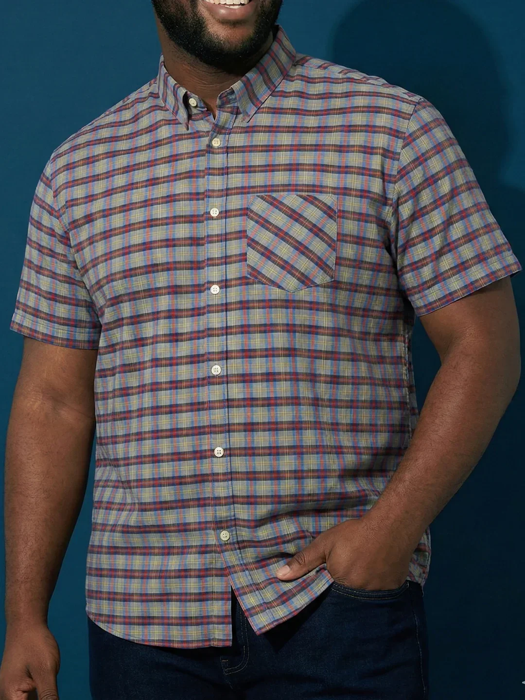 Men Plus Size Jura Multicolor Checkered Casual Shirt - Image 6