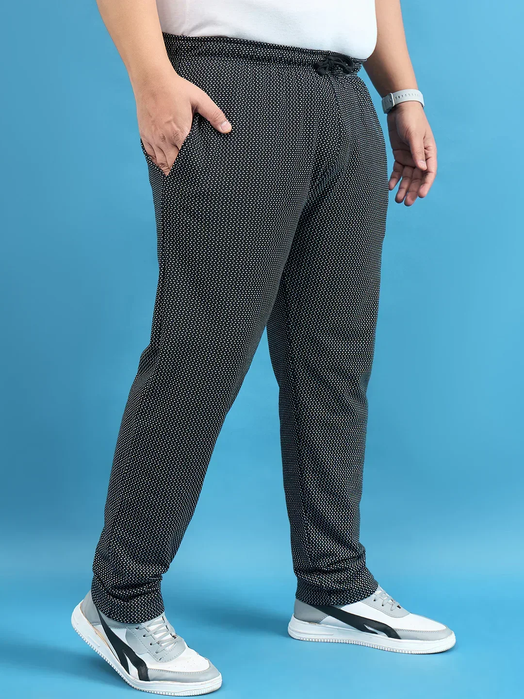 Men Plus Size Kadam Black Printed Trackpant - Image 4